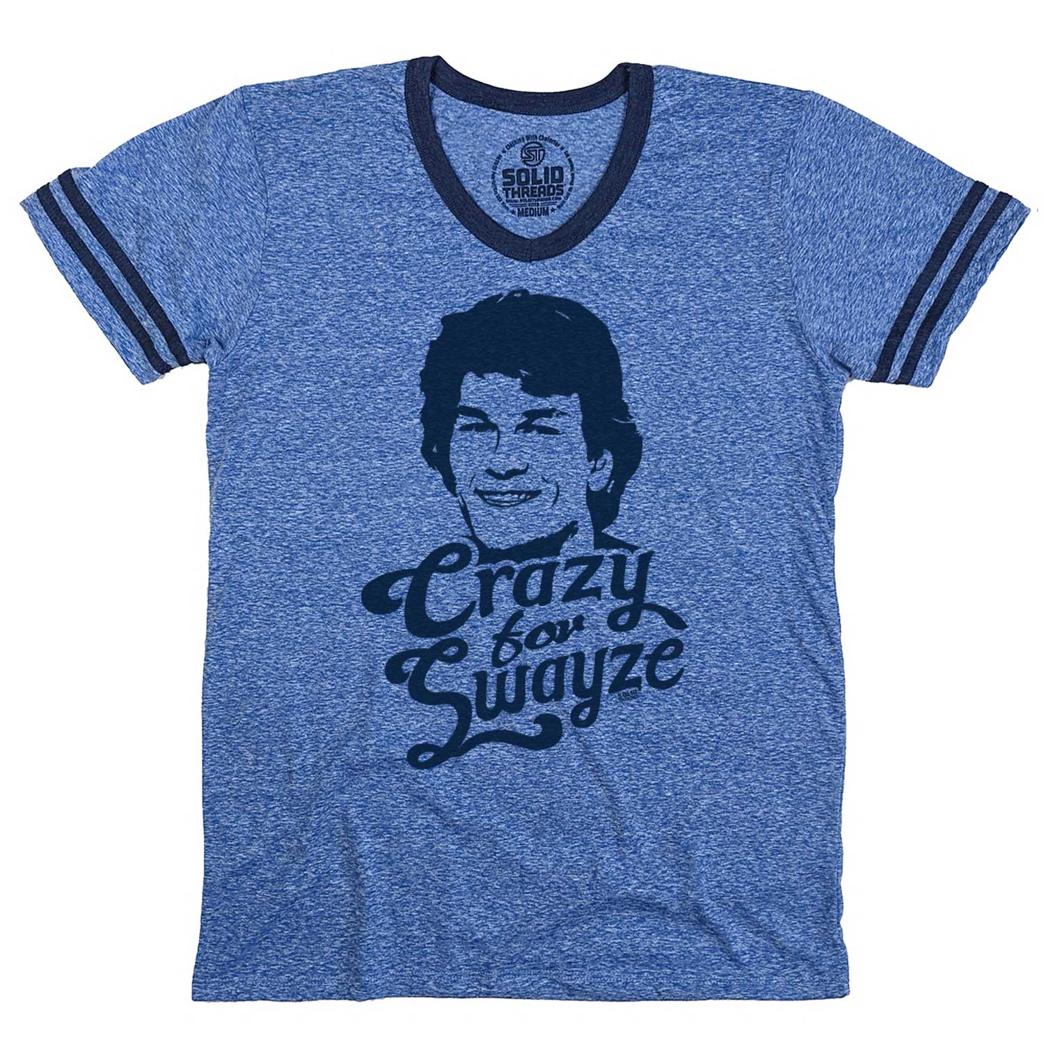 Men's Crazy for Swayze Vintage Graphic V-Neck Tee | Funny Patrick Swayze T-shirt | Solid Threads