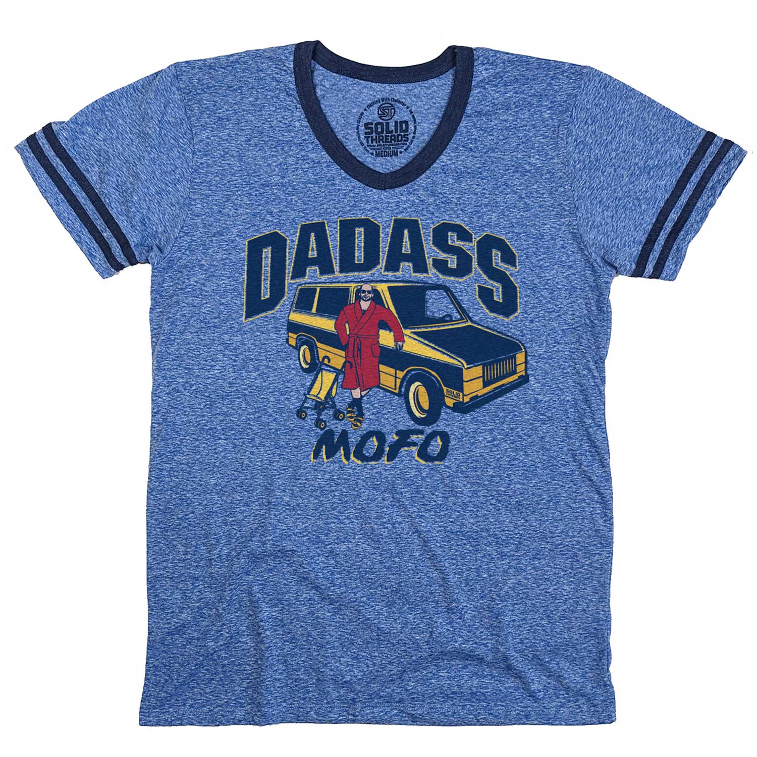 Men's Dadass Vintage Graphic V-Neck Tee | Funny Dad T-shirt | Solid Threads