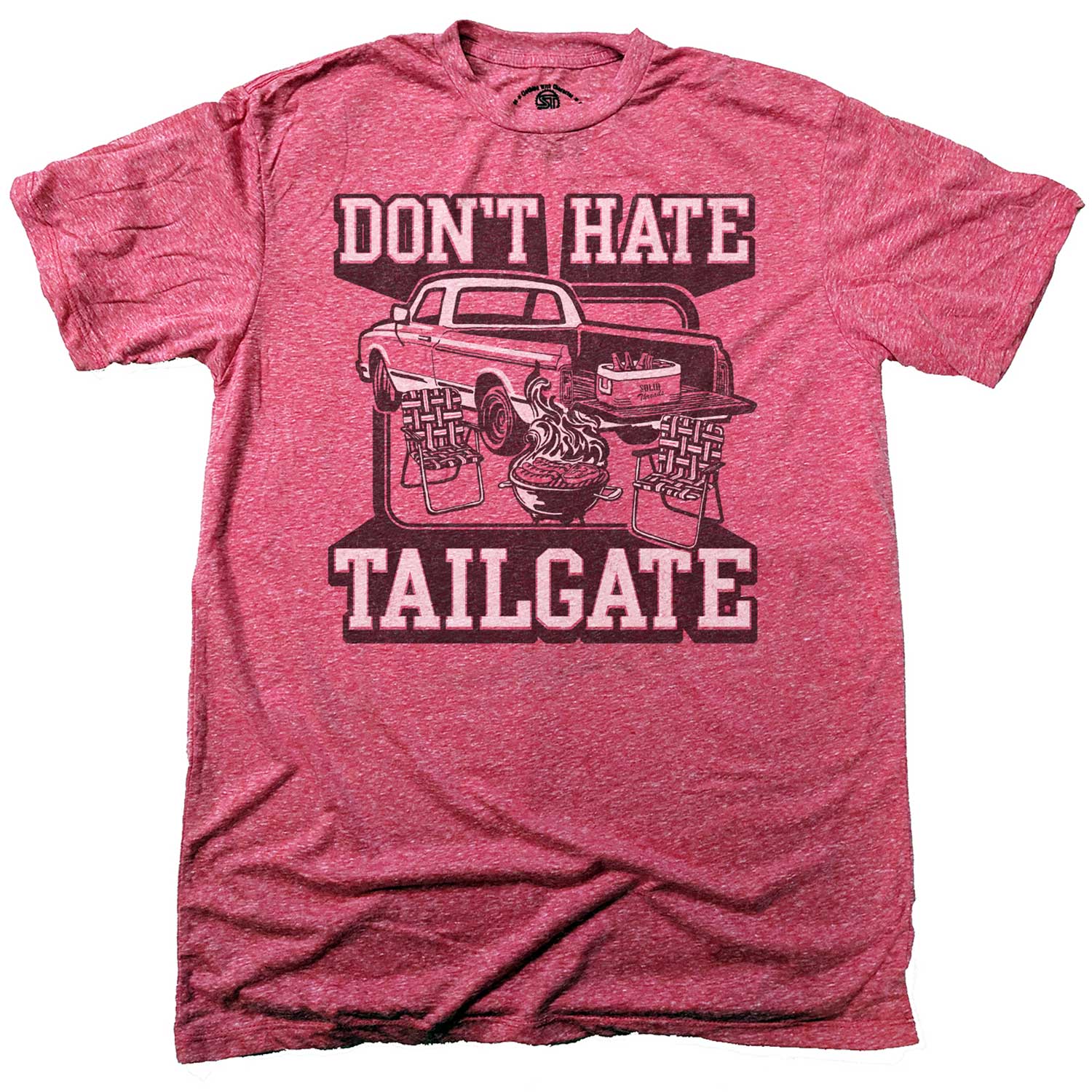 Men's Don't Hate Tailgate Vintage Red Graphic Tee | Funny Football T-shirt | Solid Threads