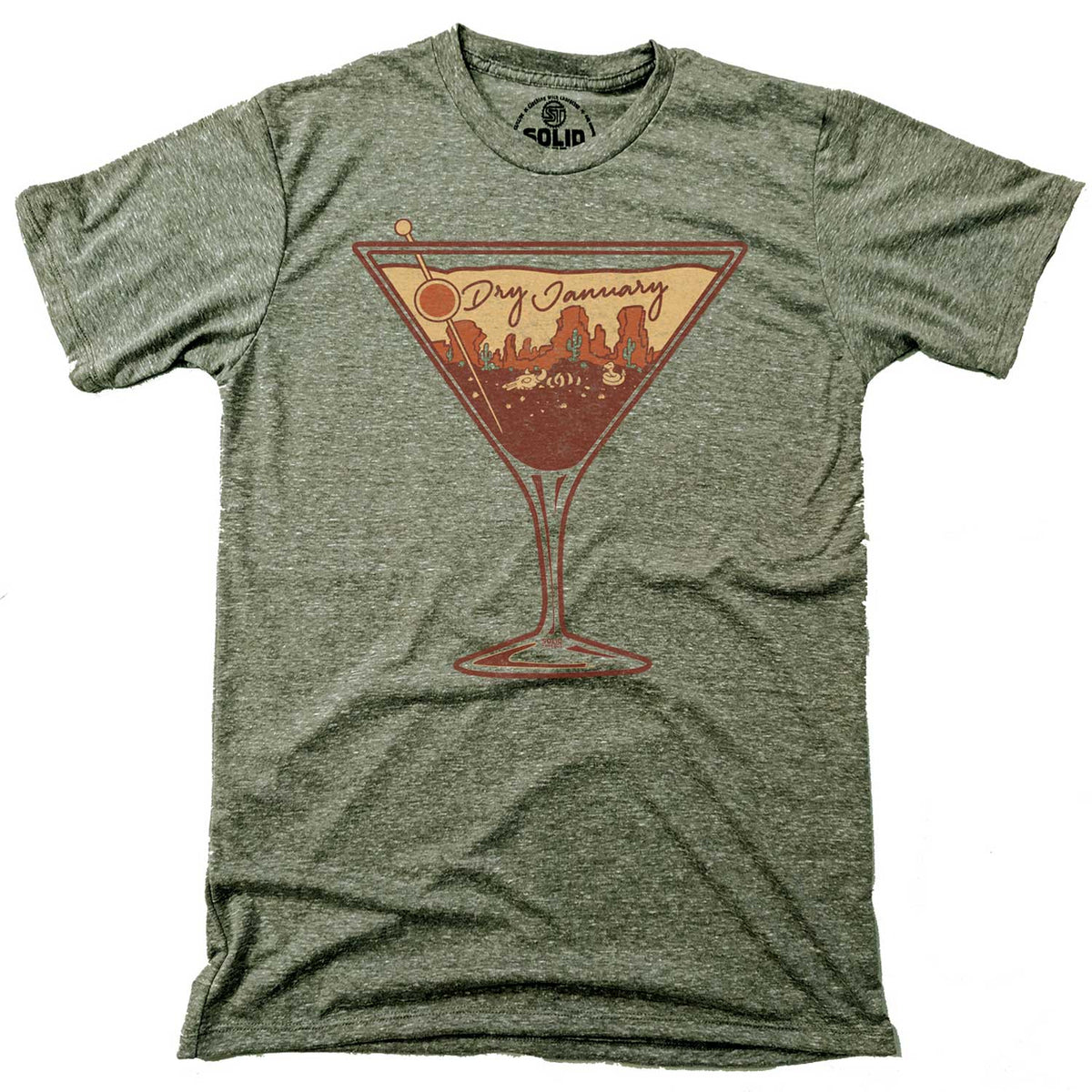 Men&#39;s Dry January Vintage Recovery Graphic T-Shirt | Funny Proud Sober Life Tee | Solid Threads