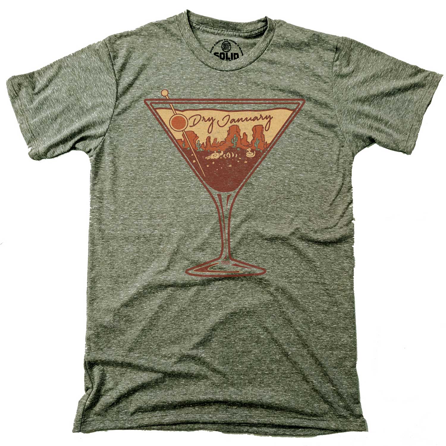 Men's Dry January Vintage Recovery Graphic T-Shirt | Funny Proud Sober Life Tee | Solid Threads