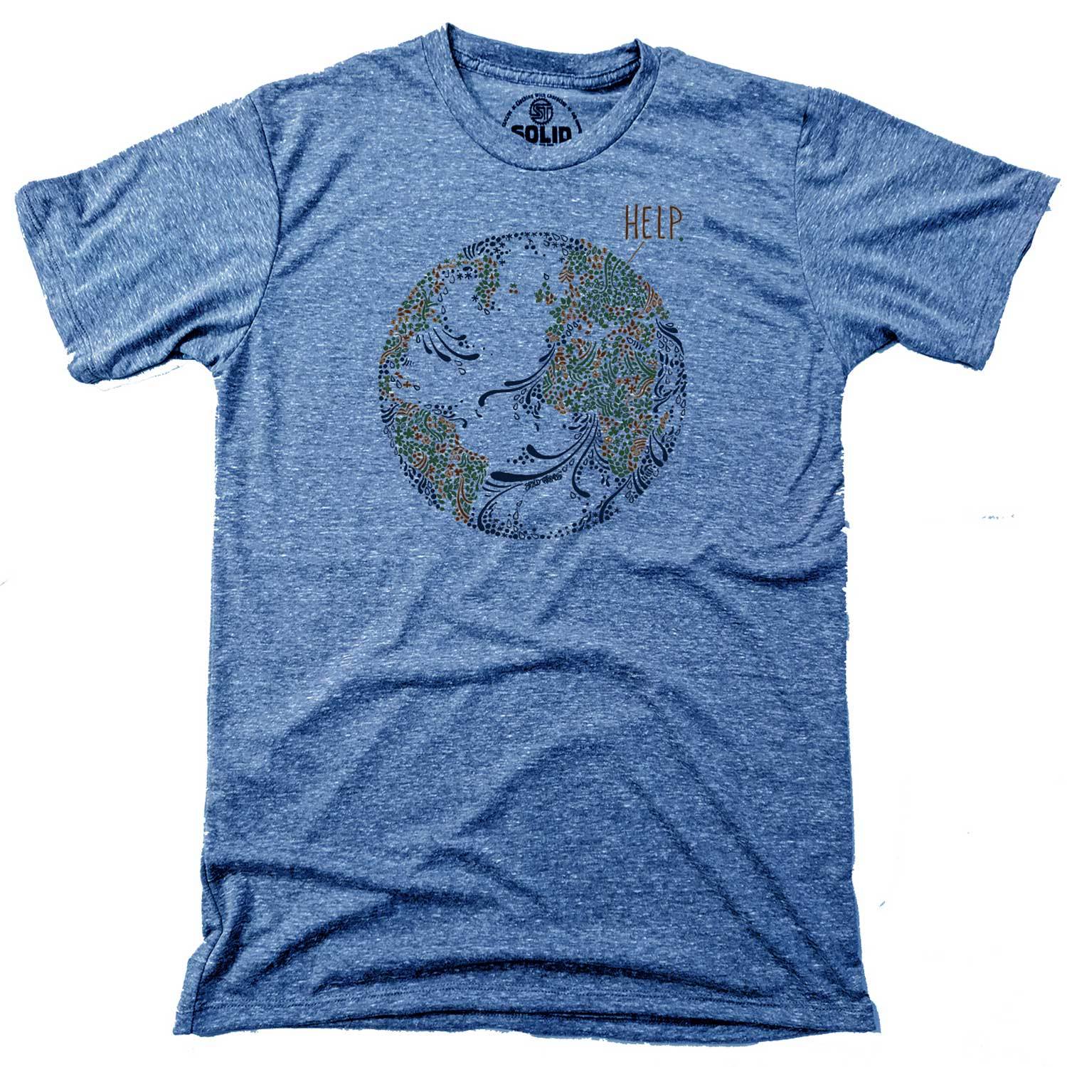 Men's Earth Help Vintage Inspired T-Shirt | Cool Environmentalism Graphic Tee | Solid Threads