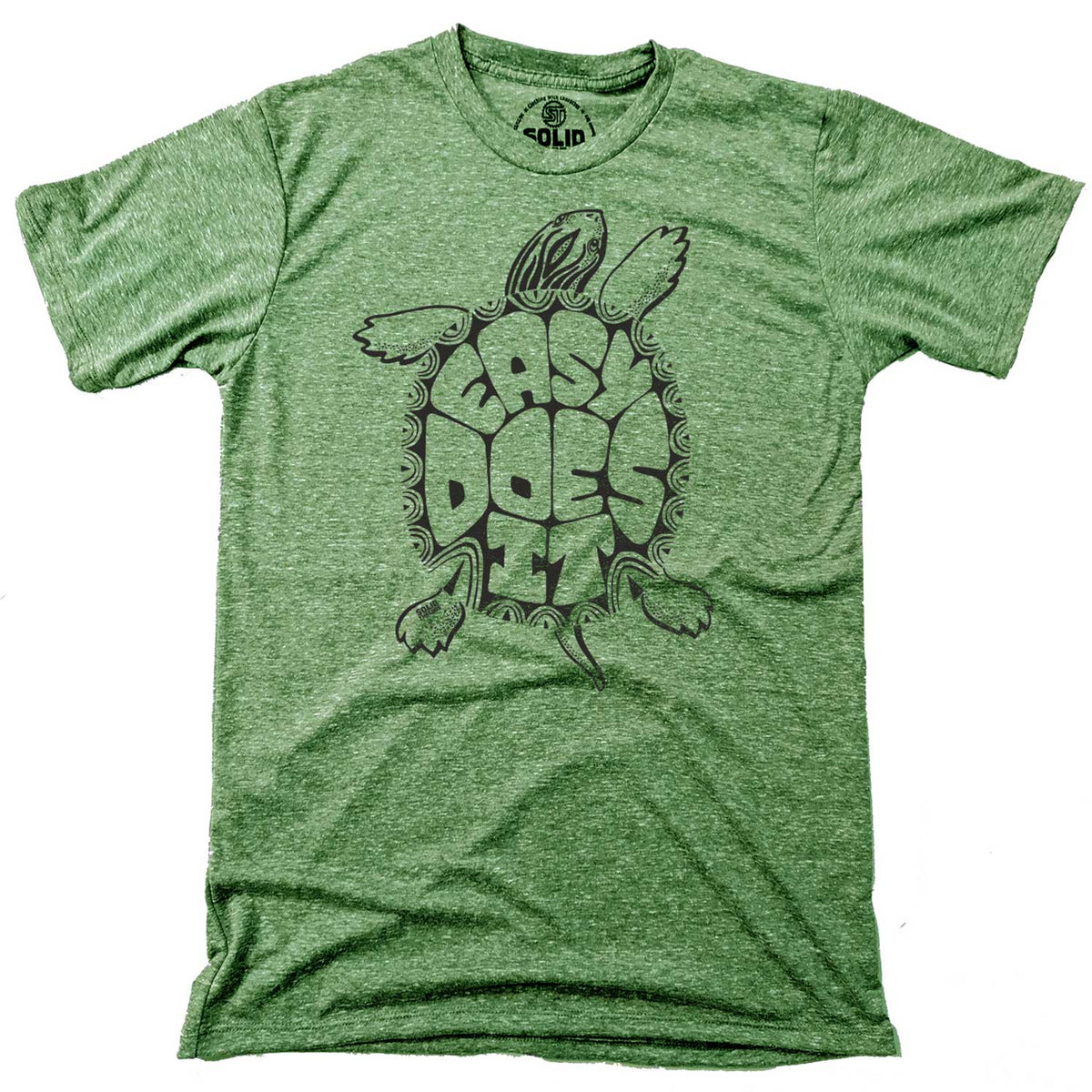 Men&#39;s Easy Does It Cool Surfer Graphic T-Shirt | Vintage Sea Turtle Tee | Solid Threads