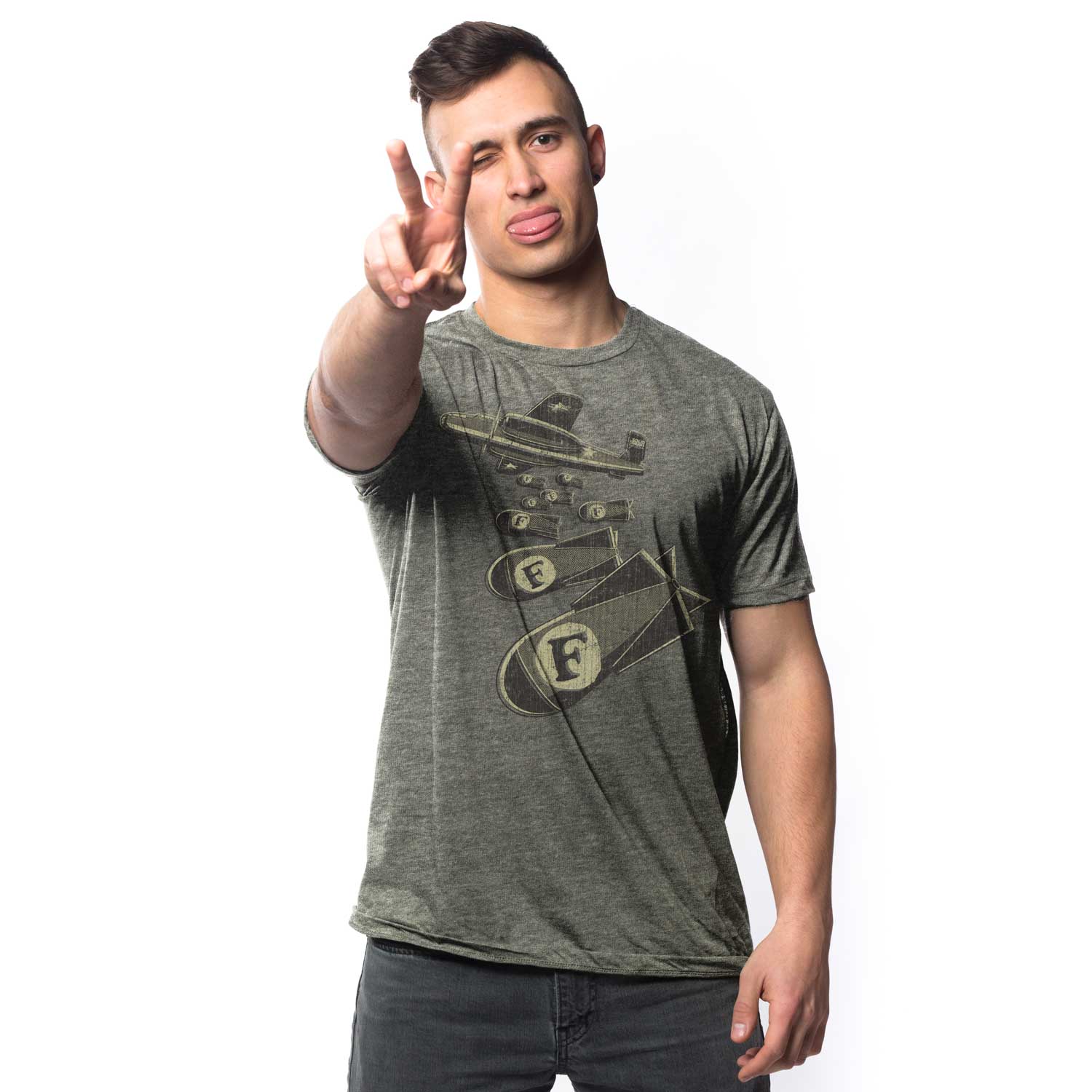 Men's F-Bombs Retro Double Entendre Graphic Tee | Funny Swearing T-shirt on Model | SOLID THREADS