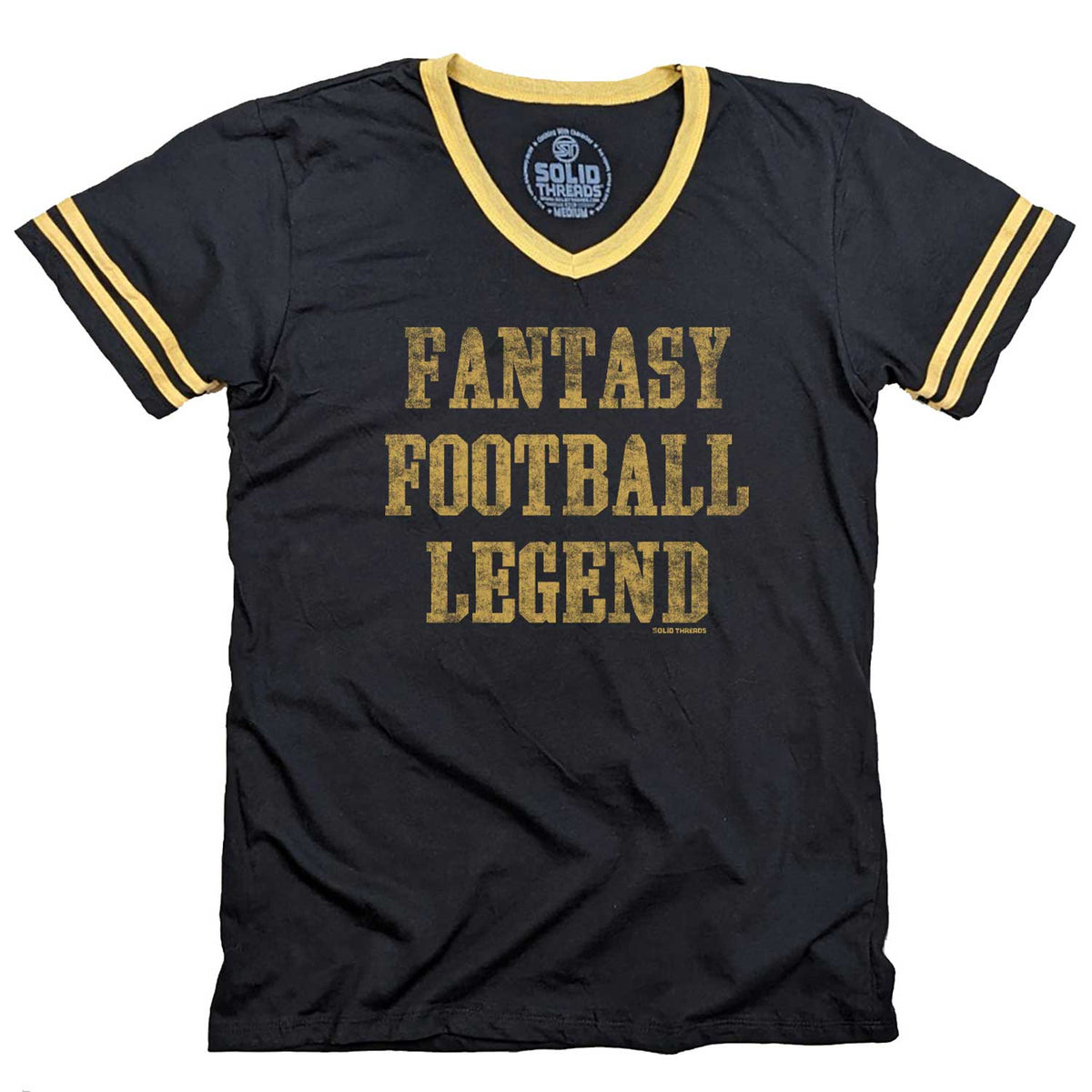 Men’s Fantasy Football Legend Vintage Graphic V-Neck Tee | Funny Sports T-shirt | Solid Threads