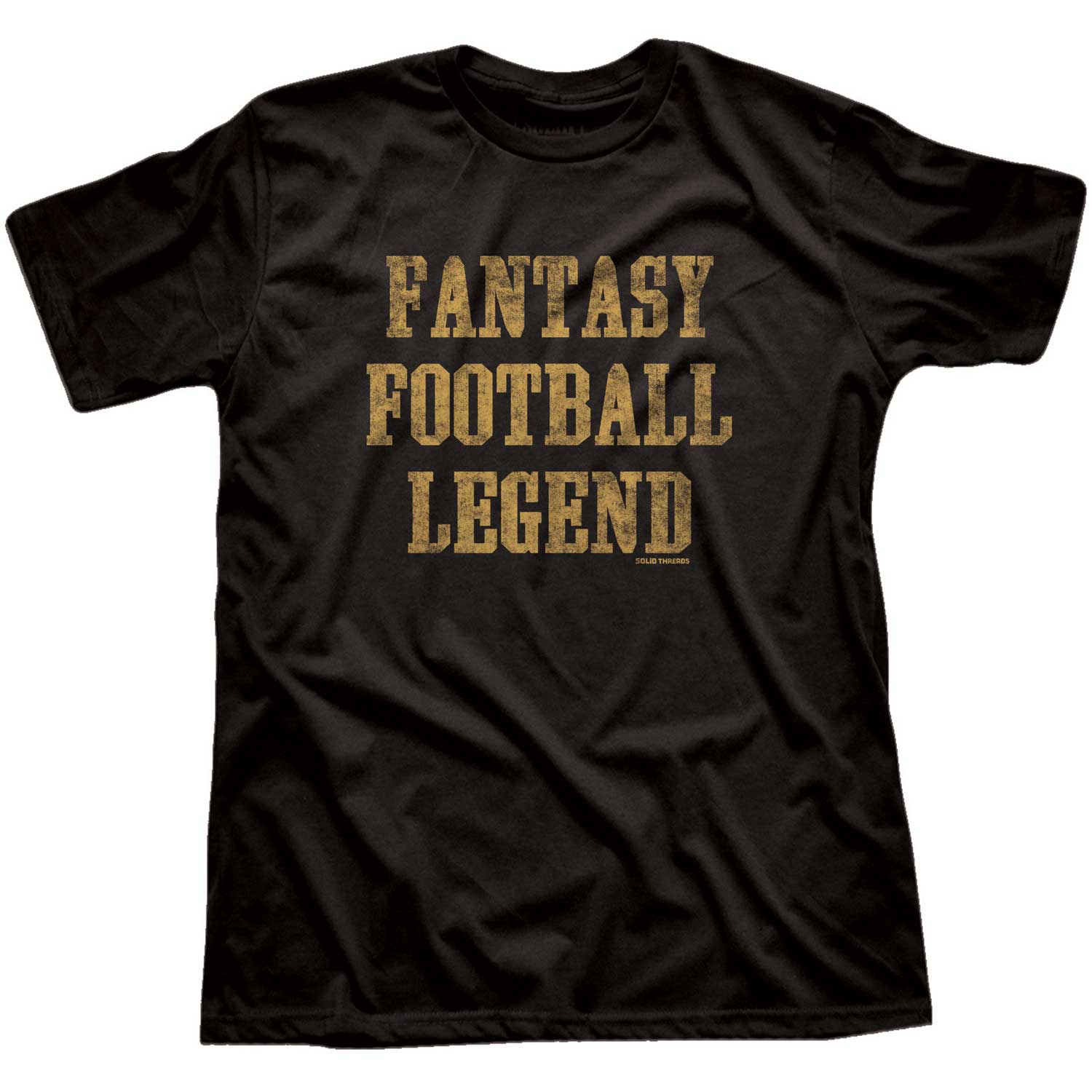 Men’s Fantasy Football Legend Vintage Graphic Tee | Funny Sports True Black T-shirt | Solid Threads