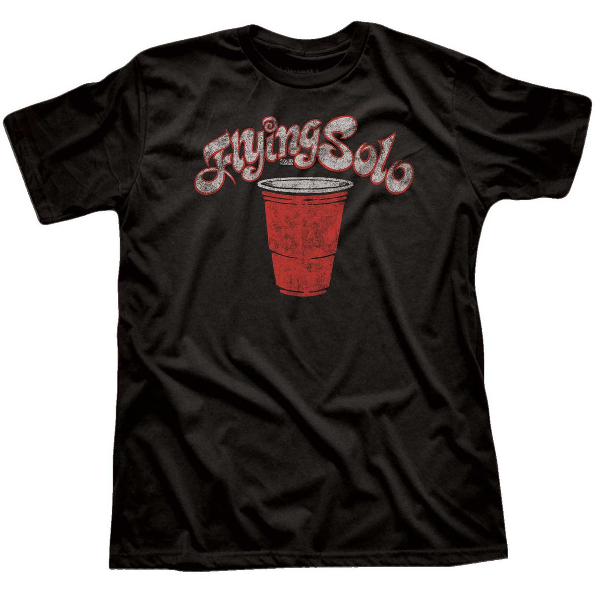 Men&#39;s Flying Solo Cup Vintage T-shirt | Funny Drinking Party Game Graphic Tee | Solid Threads
