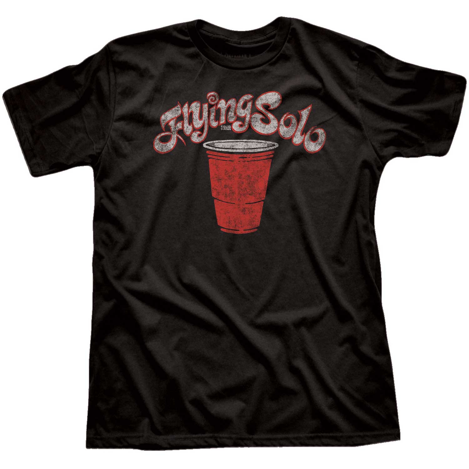 Men's Flying Solo Cup Vintage T-shirt | Funny Drinking Party Game Graphic Tee | Solid Threads