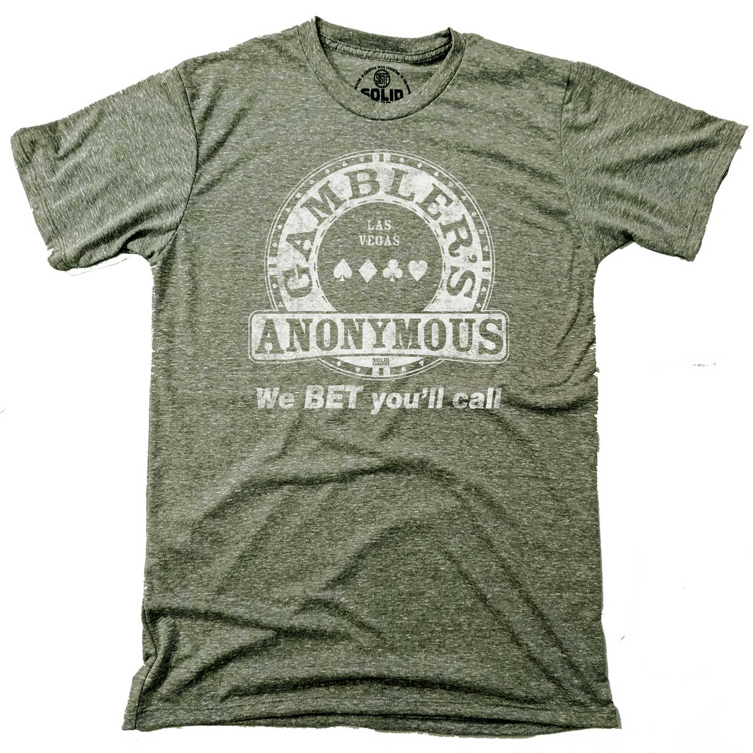 Men's Gambler's Anonymous Vintage Graphic T-Shirt | Funny Vegas Poker Soft Tee | Solid Threads