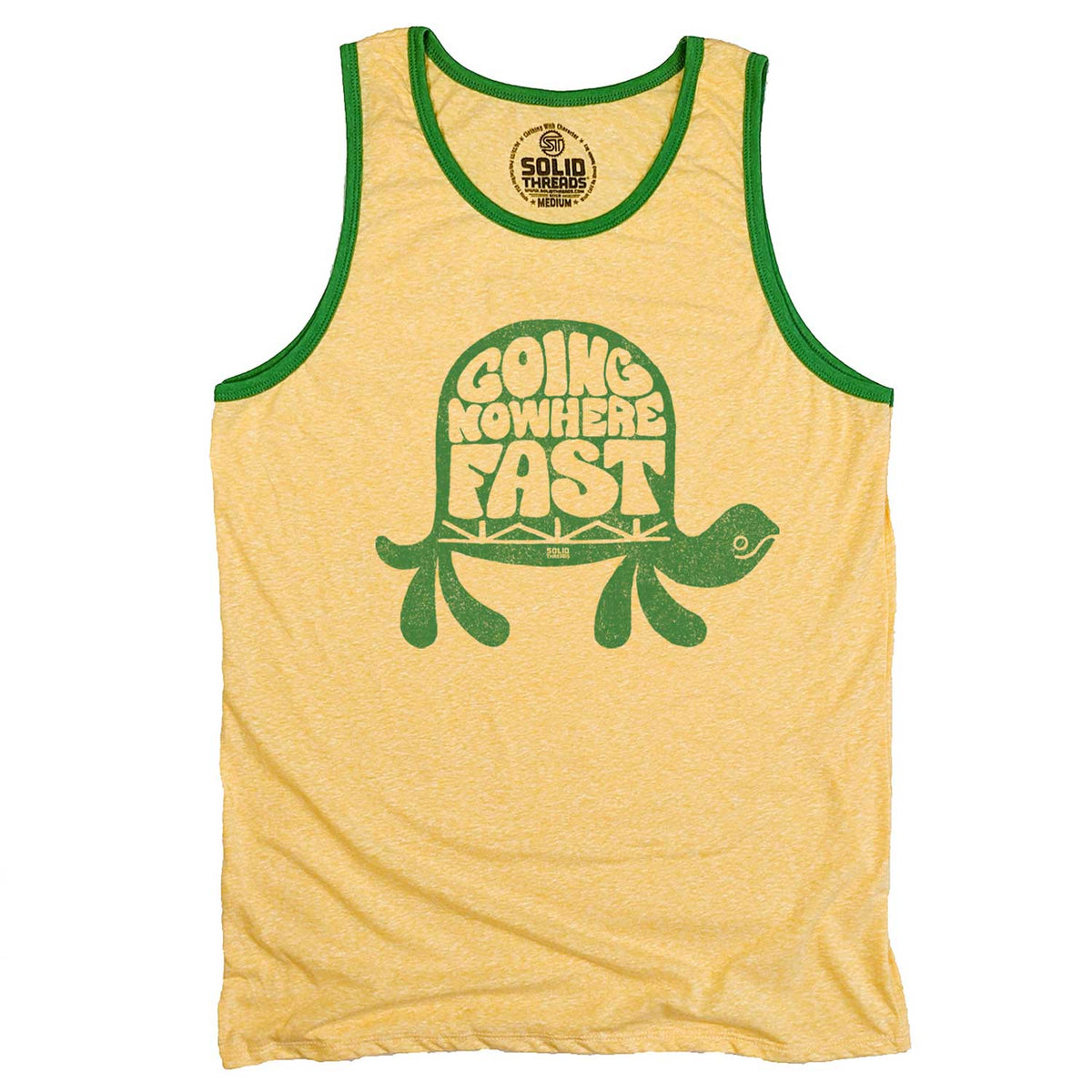 Men&#39;s Going Nowhere Fast Vintage Graphic Tank Top | Funny Turtle T-shirt | Solid Threads