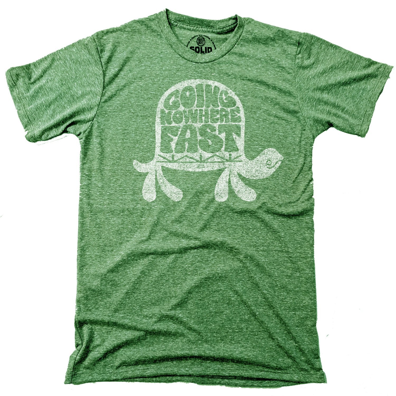 Men's Going Nowhere Fast Vintage Inspired T-shirt | Funny Turtle Graphic Tee | Solid Threads