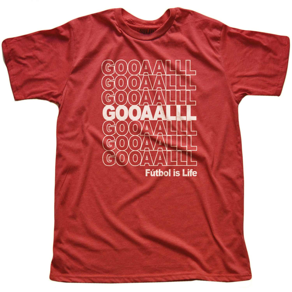Men&#39;s Gooaalll Cool Sports Graphic T-Shirt | Vintage World Cup Soccer Tee | Solid Threads
