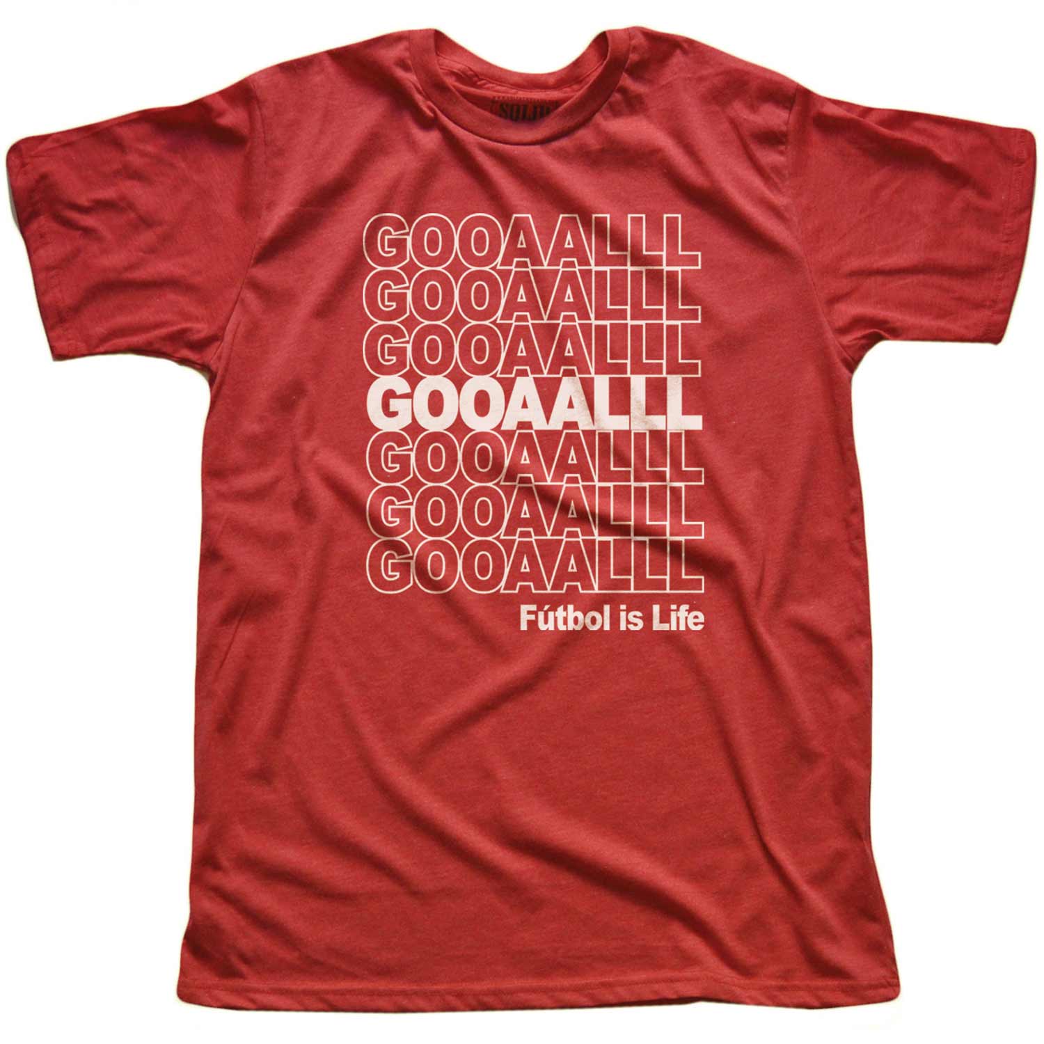 Men's Gooaalll Cool Sports Graphic T-Shirt | Vintage World Cup Soccer Tee | Solid Threads