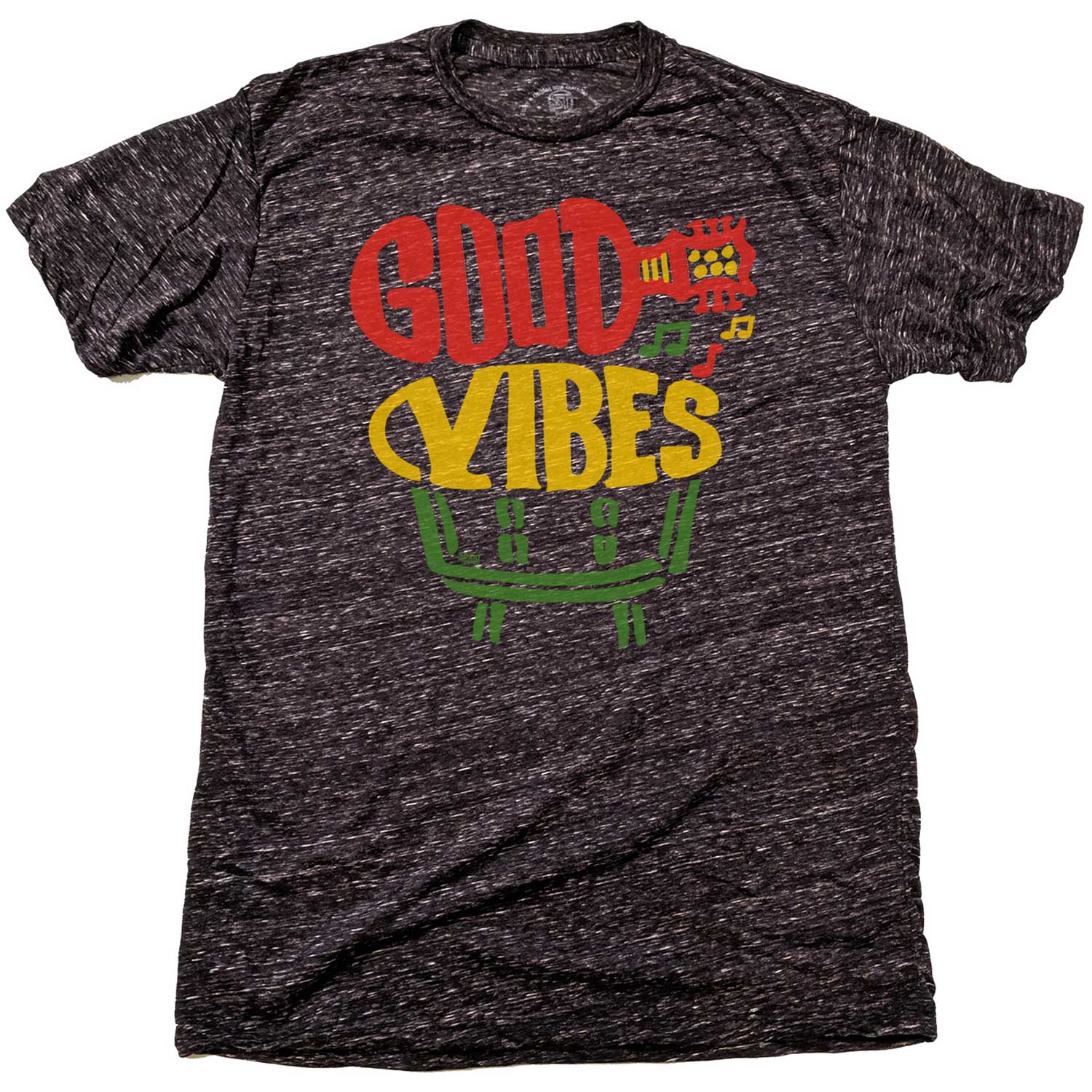 Men's Good Vibes Cool Triblend Graphic T-Shirt | Vintage Reggae Music Tee | Solid Threads
