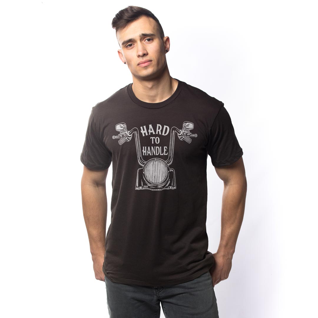 Men's Hard to Handle Retro Blackwash T-shirt | Cool Motorcycle Graphic Tee on Model | Solid Threads