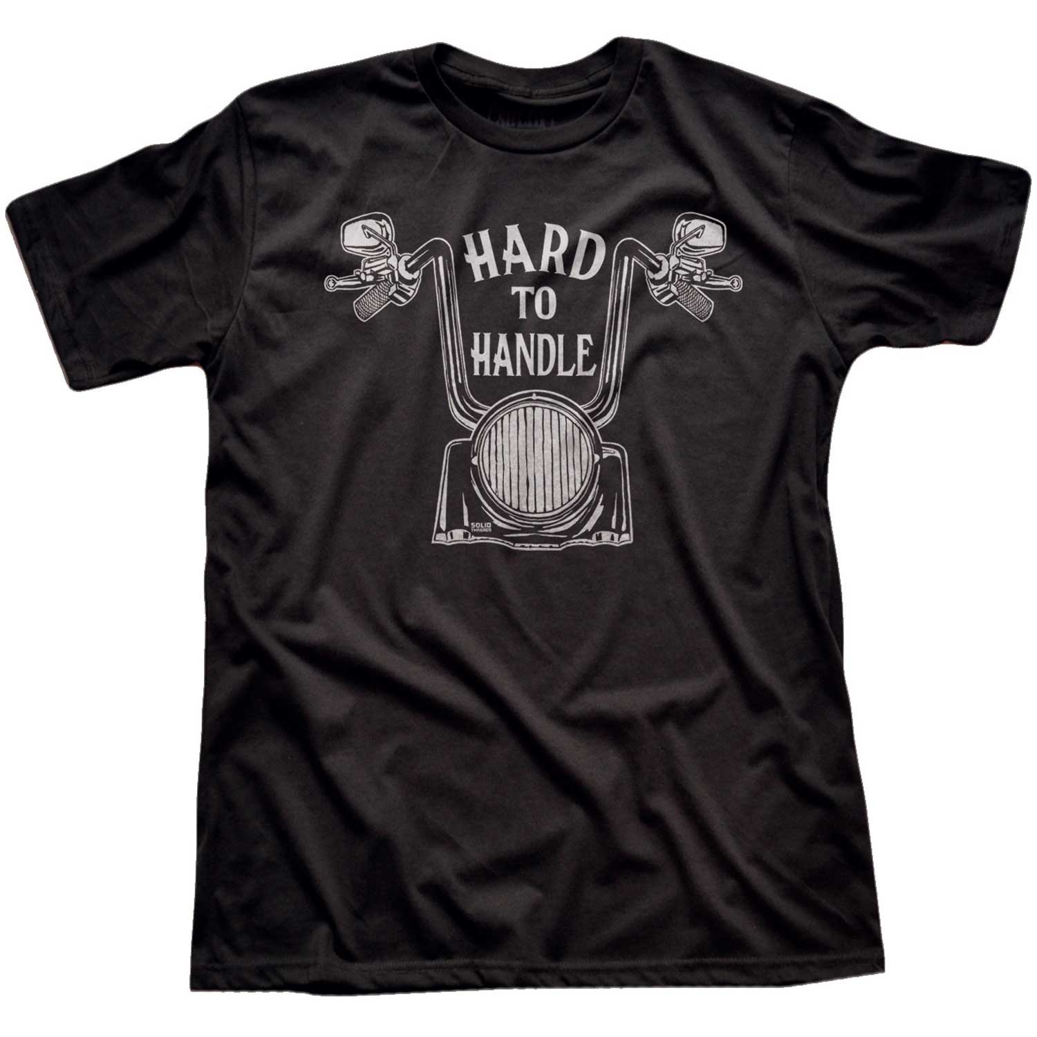Men's Hard to Handle Vintage True Black T-shirt | Cool Motorcycle Graphic Tee | Solid Threads