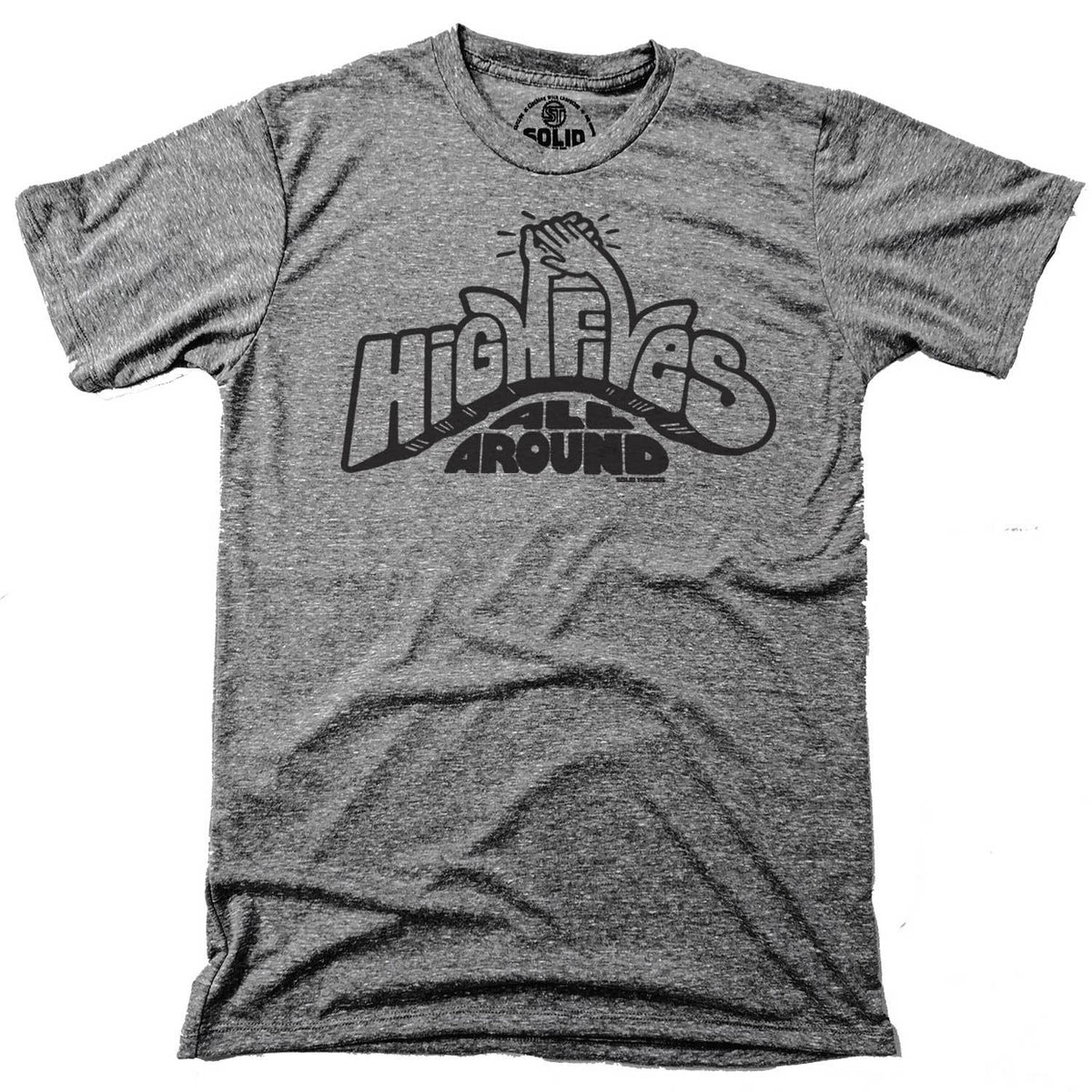 Men&#39;s High Fives All Around Cool Graphic T-Shirt | Vintage Wholesome Tee | Solid Threads