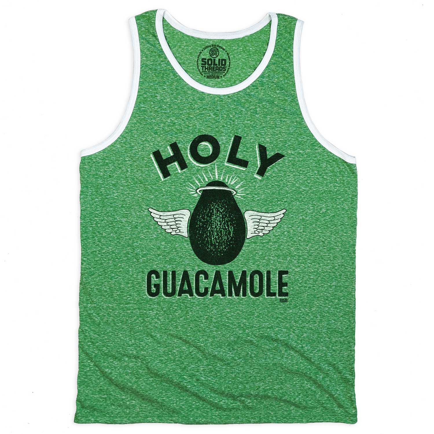 Men's Cool Holy Guacamole Retro Graphic Tank Top | Funny Foodie Sleeveless Shirt | SOLID THREADS