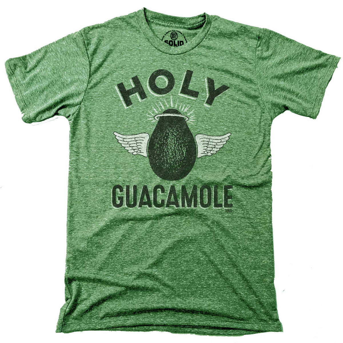 Men&#39;s Holy Guacamole Vintage Mexican Food Graphic | Funny Avocado Triblend T-shirt | SOLID THREADS