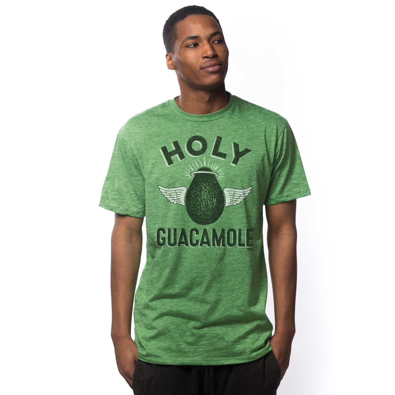 Men's Holy Guacamole Vintage Mexican Food Graphic | Funny Avocado Triblend T-shirt | SOLID THREADS
