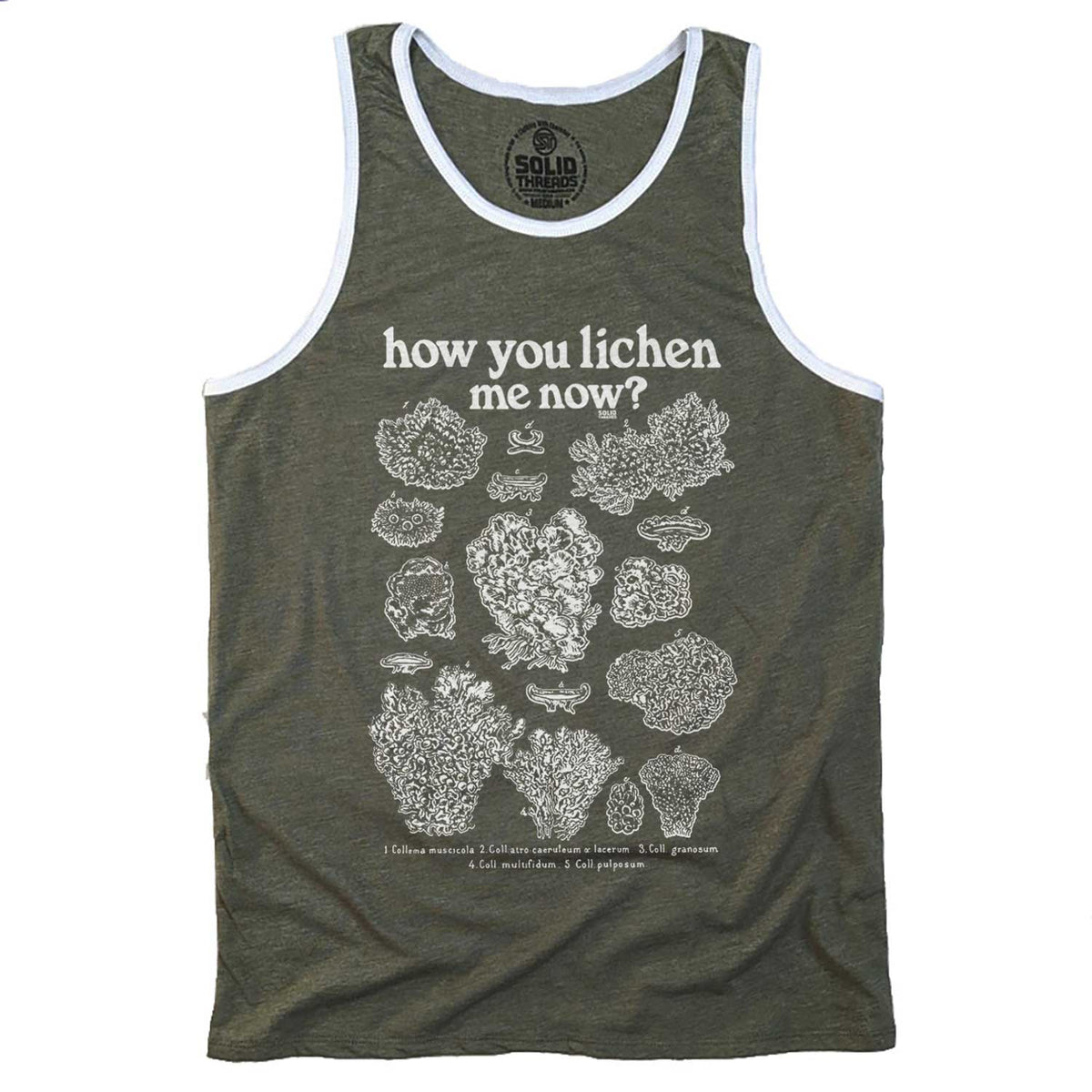Men&#39;s How You Lichen Me Now Graphic Tank Top | Funny Fungi Science Sleeveless Shirt | Solid Threads