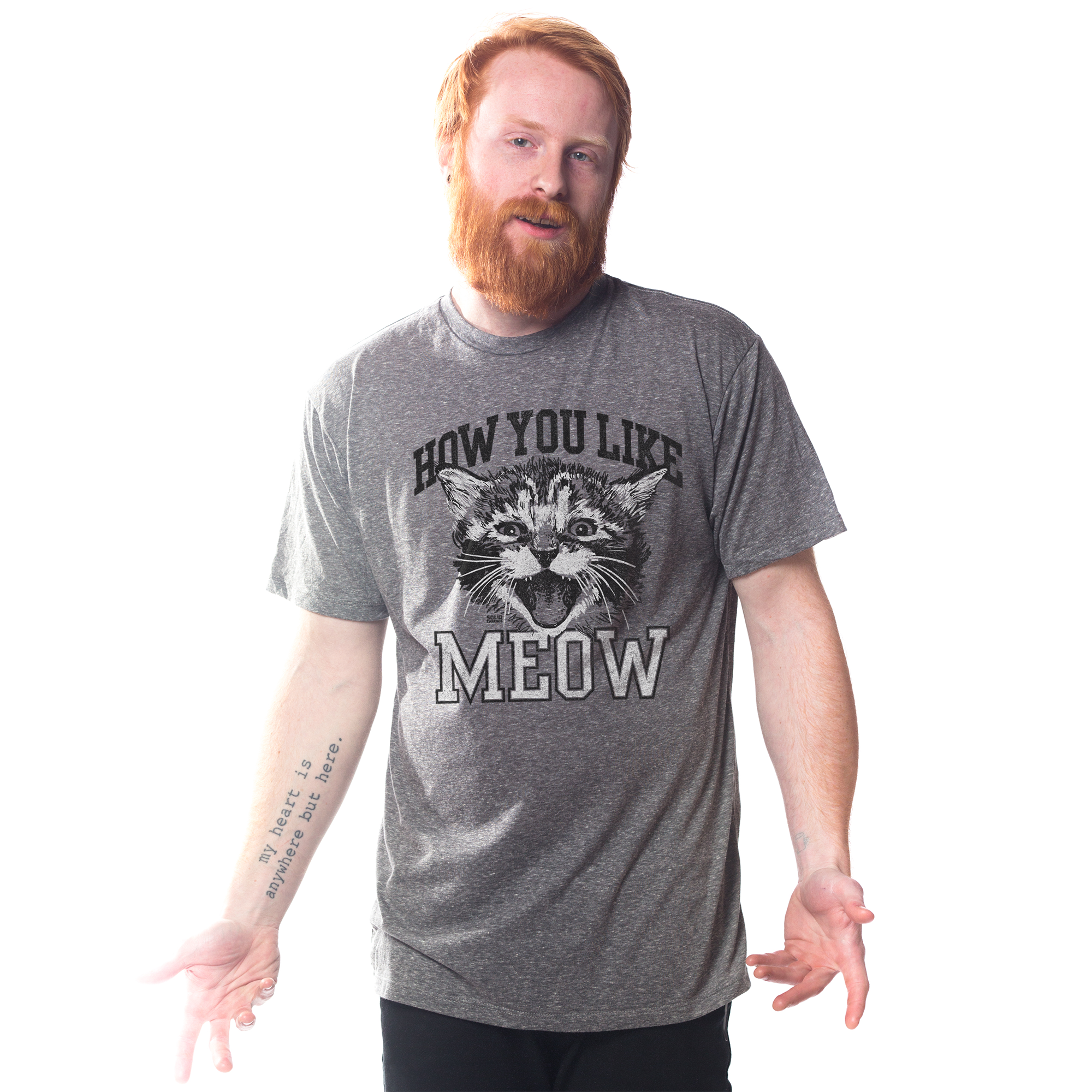 Men's How You Like Meow Vintage Kitten Graphic Tee | Funny Cat Triblend T-Shirt | SOLID THREADS