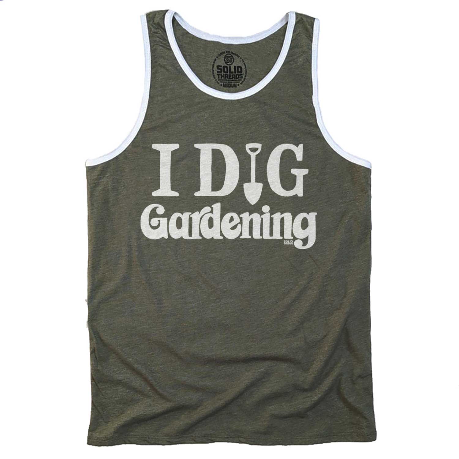 Men's I Dig Gardening Vintage Graphic Tank Top | Retro Garden T-shirt | Solid Threads