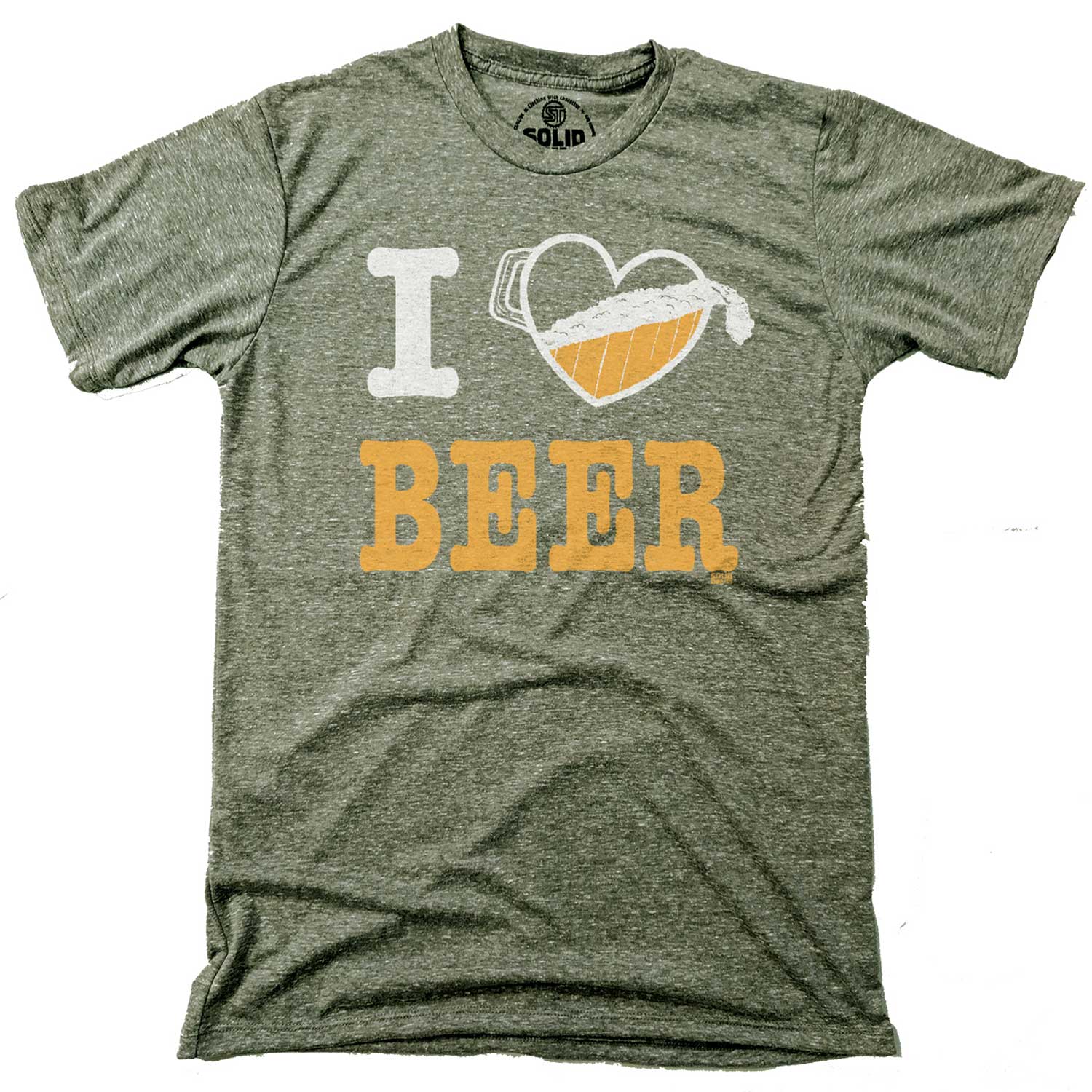 Men's I Heart Beer Vintage Inspired T-shirt | Funny Drinking Graphic Tee With Pitcher | Solid Threads