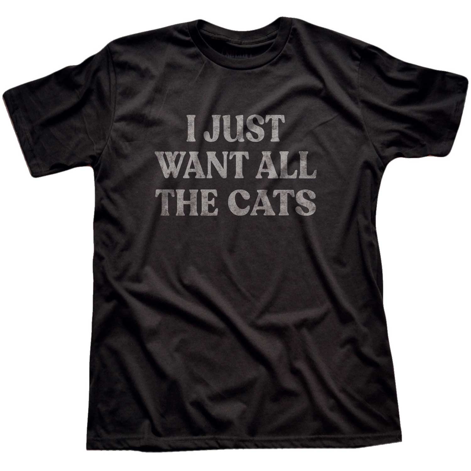 Men's I Just Want All The Cats Vintage Graphic Tee | Funny Animal Soft T-shirt | Solid Threads
