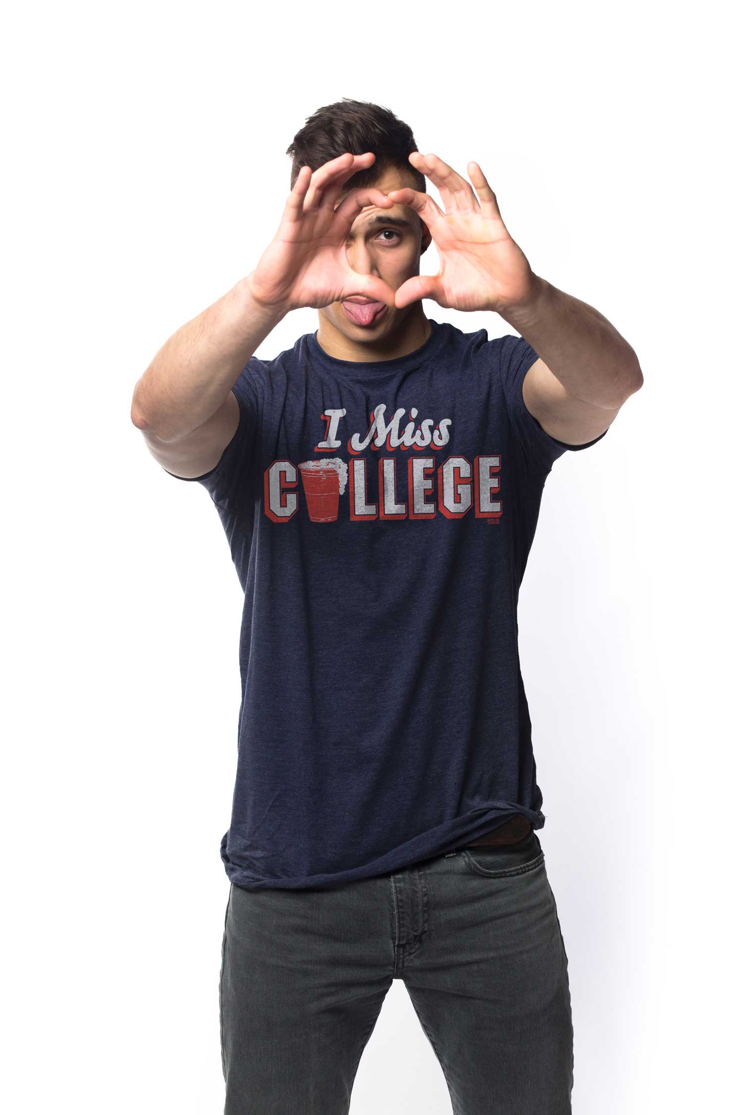 Men's I Miss College Vintage Graphic T-Shirt | Funny Party Tee On Model | Solid Threads