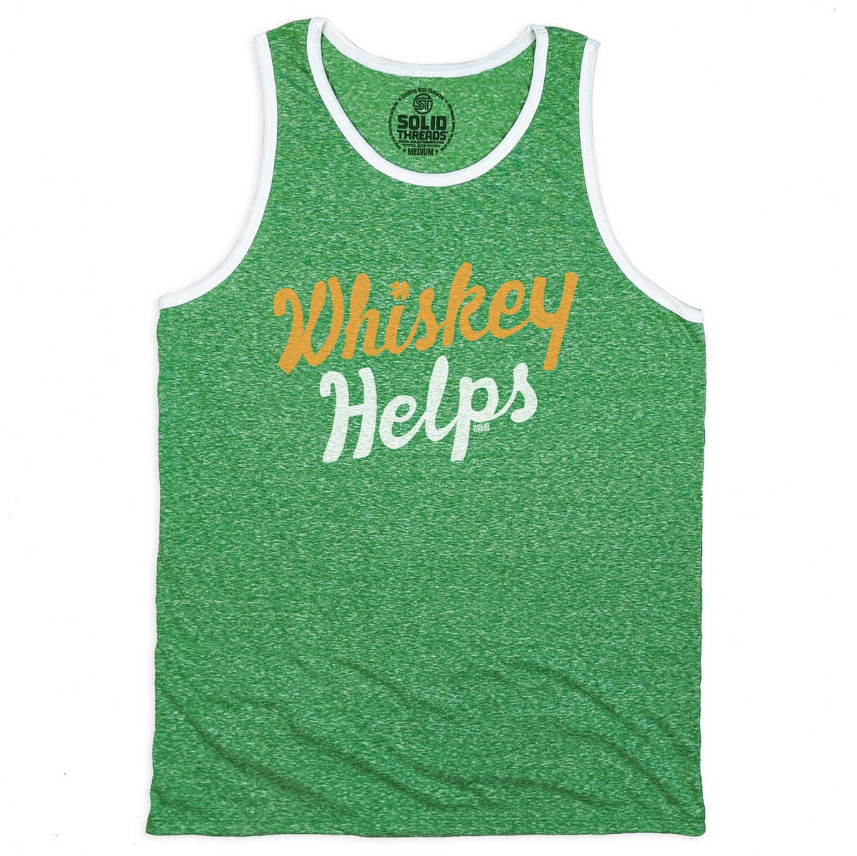 Men&#39;s Irish Whiskey Helps Vintage Graphic Tank Top | Funny Irish T-shirt | Solid Threads
