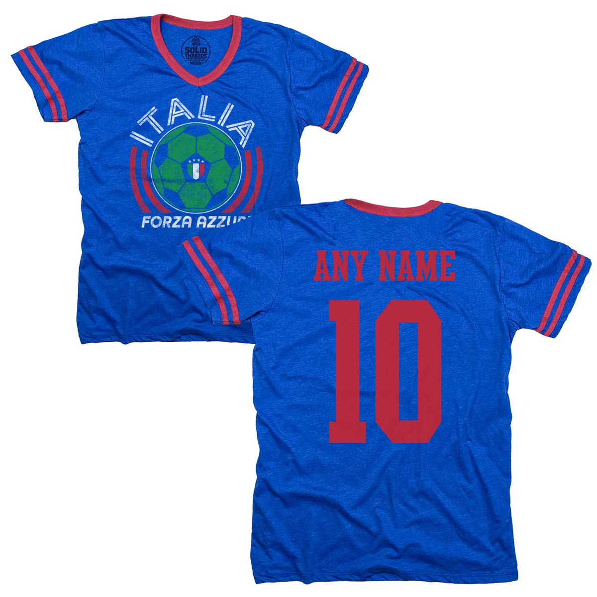 Italy National Soccer Team Ringer V-Neck T-Shirt