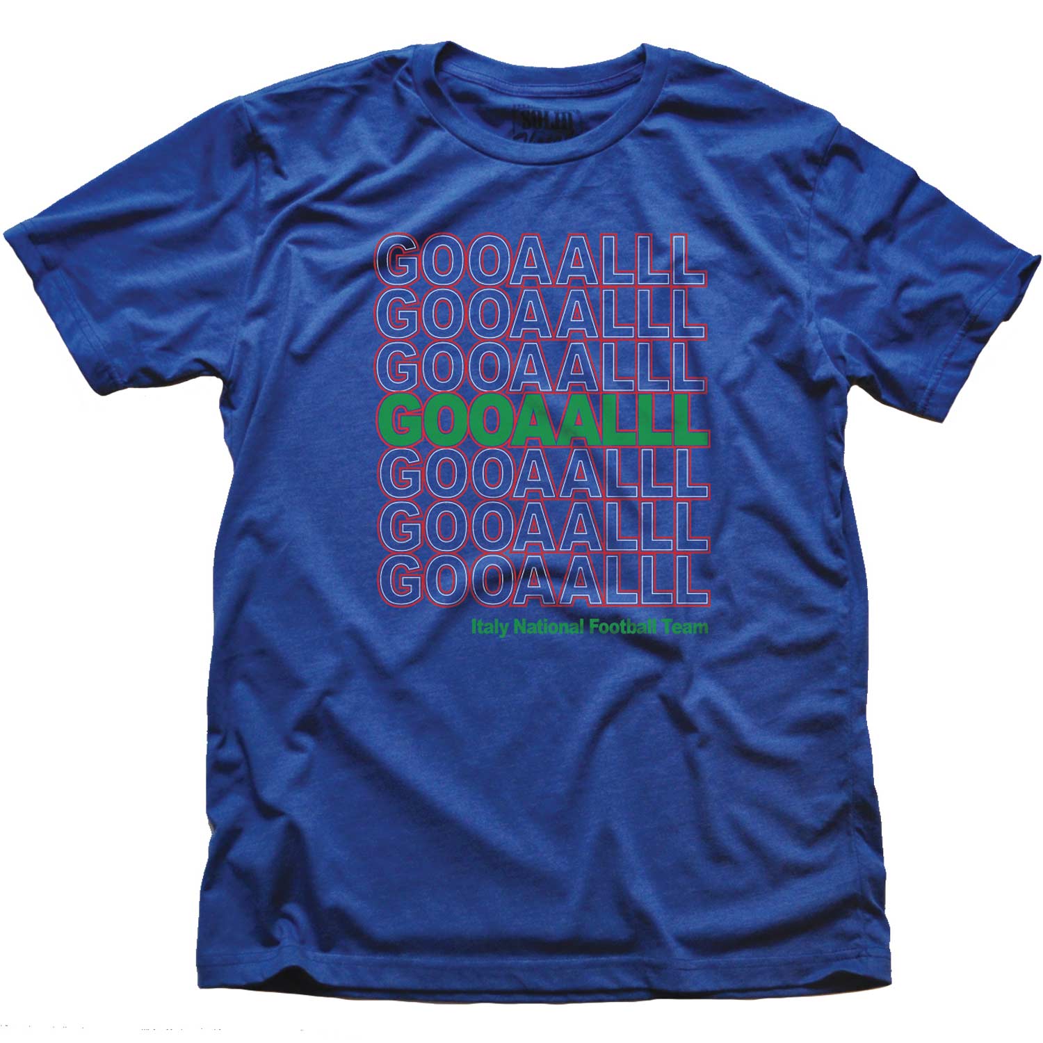Men's Italy Soccer Gooaalll Cool Graphic T-Shirt | Vintage Azzurri Football Tee | Solid Threads