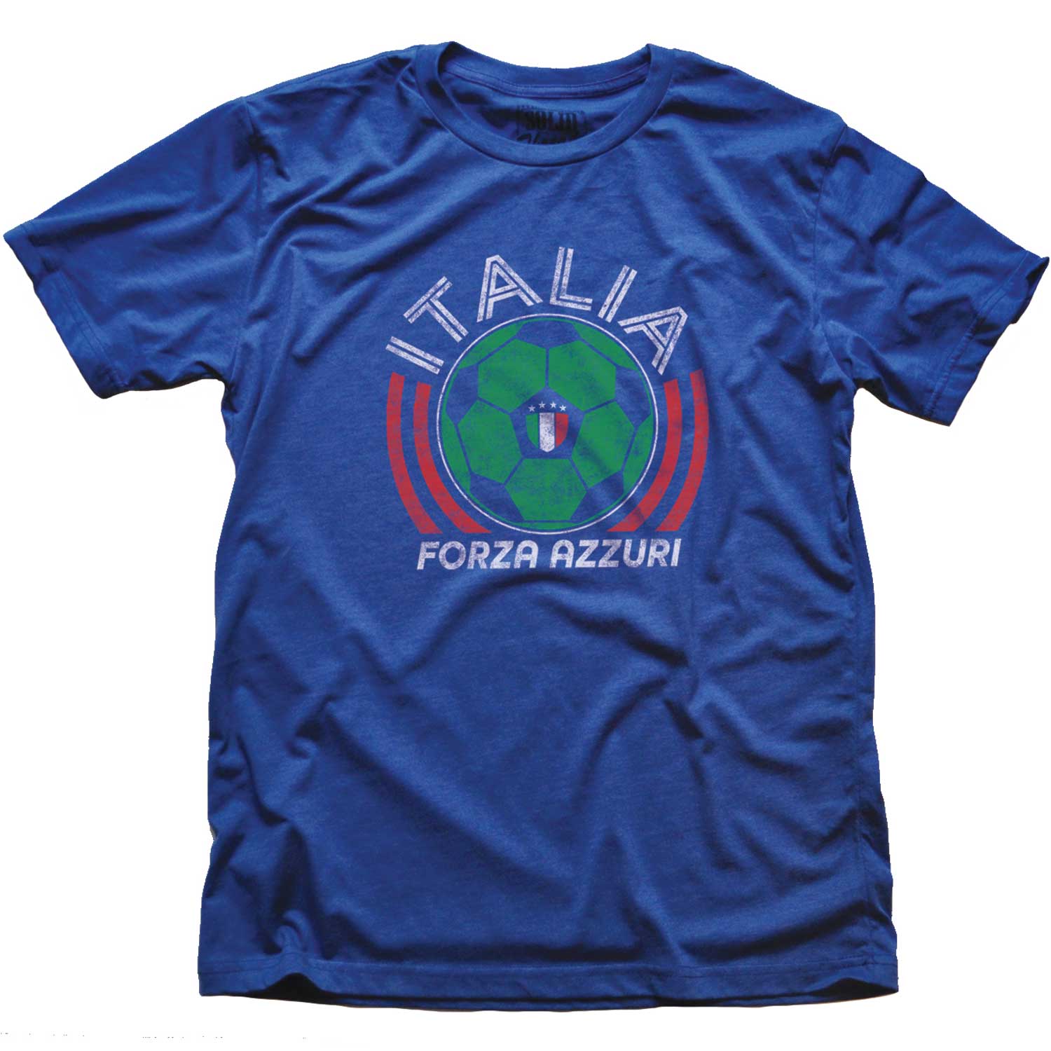 Men's Italy National Soccer Team Cool Graphic T-Shirt | Vintage Azzurri Futbol Tee | Solid Threads