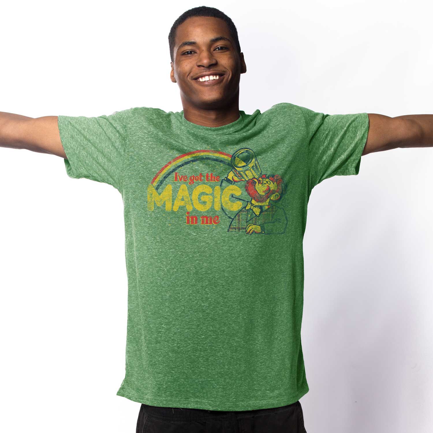 Men's Got The Magic In Me Vintage Graphic T-Shirt | Funny Leprechaun Triblend Tee | Solid Threads