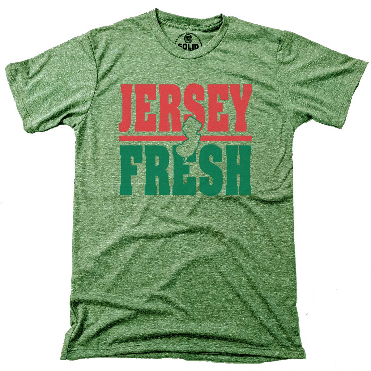 Men&#39;s Jersey Fresh Vintage Graphic Tee | Retro Garden State Pride Green T-Shirt | Solid Threads