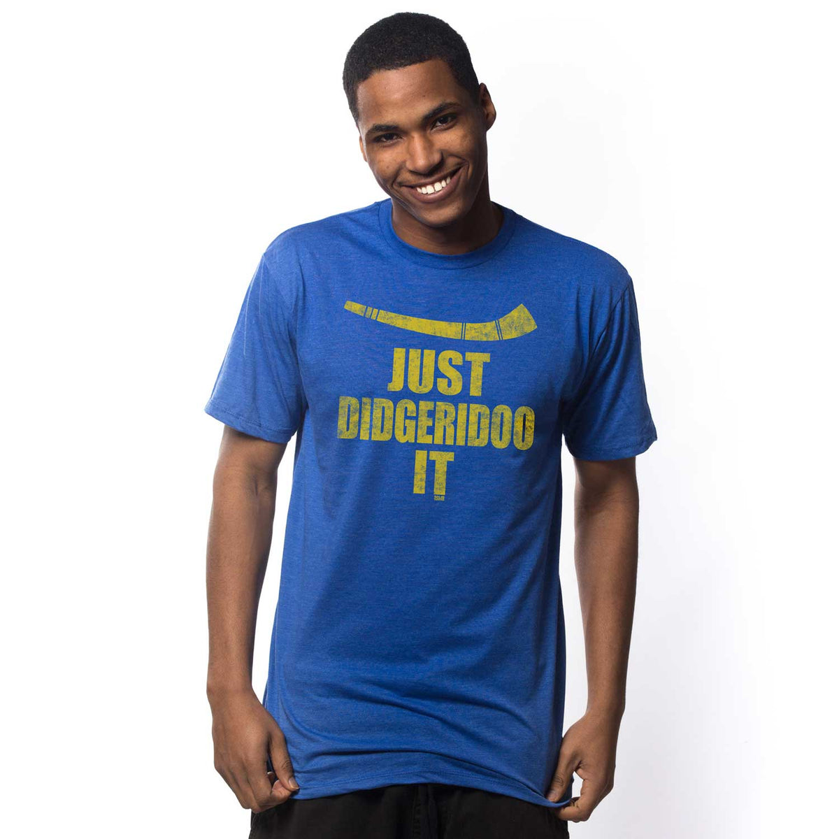 Men's Just Didgeridoo It Vintage Graphic T-Shirt | Funny Australia Tee on Model | Solid Threads