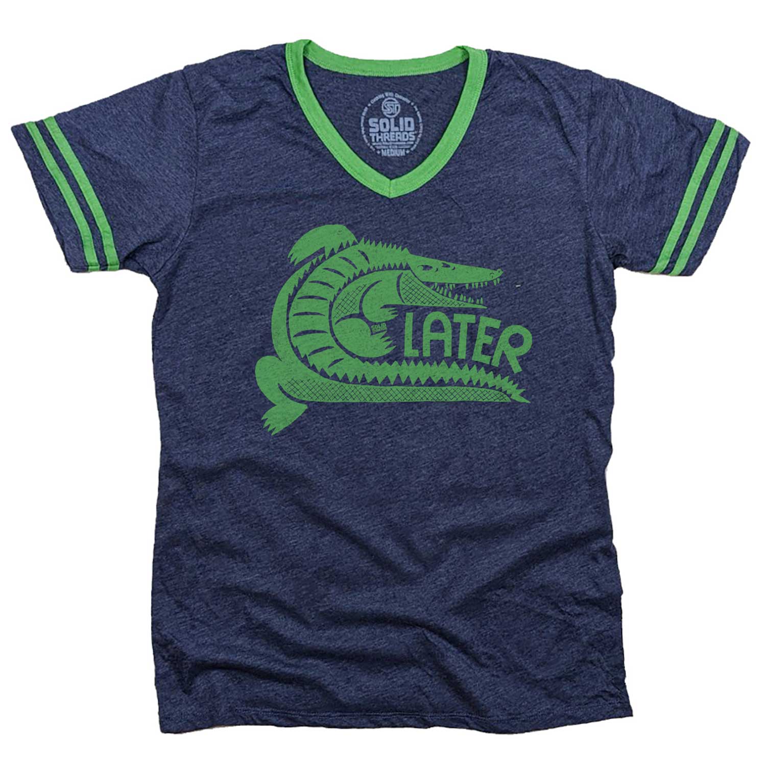 Men's Later Gator Vintage Graphic V-Neck Tee | Funny Alligator T-shirt | Solid Threads