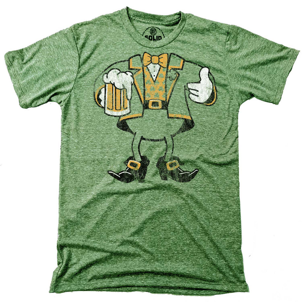 Men&#39;s Leprechaun Look A Like Vintage Graphic T-Shirt | Funny St Paddys Triblend Tee | Solid Threads