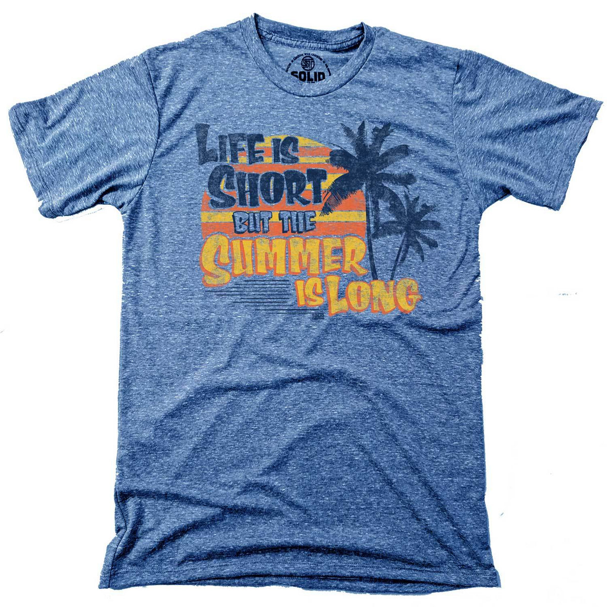 Men&#39;s Life is Short But the Summer is Long Vintage T-Shirt | Retro Beach Graphic Tee | Solid Threads