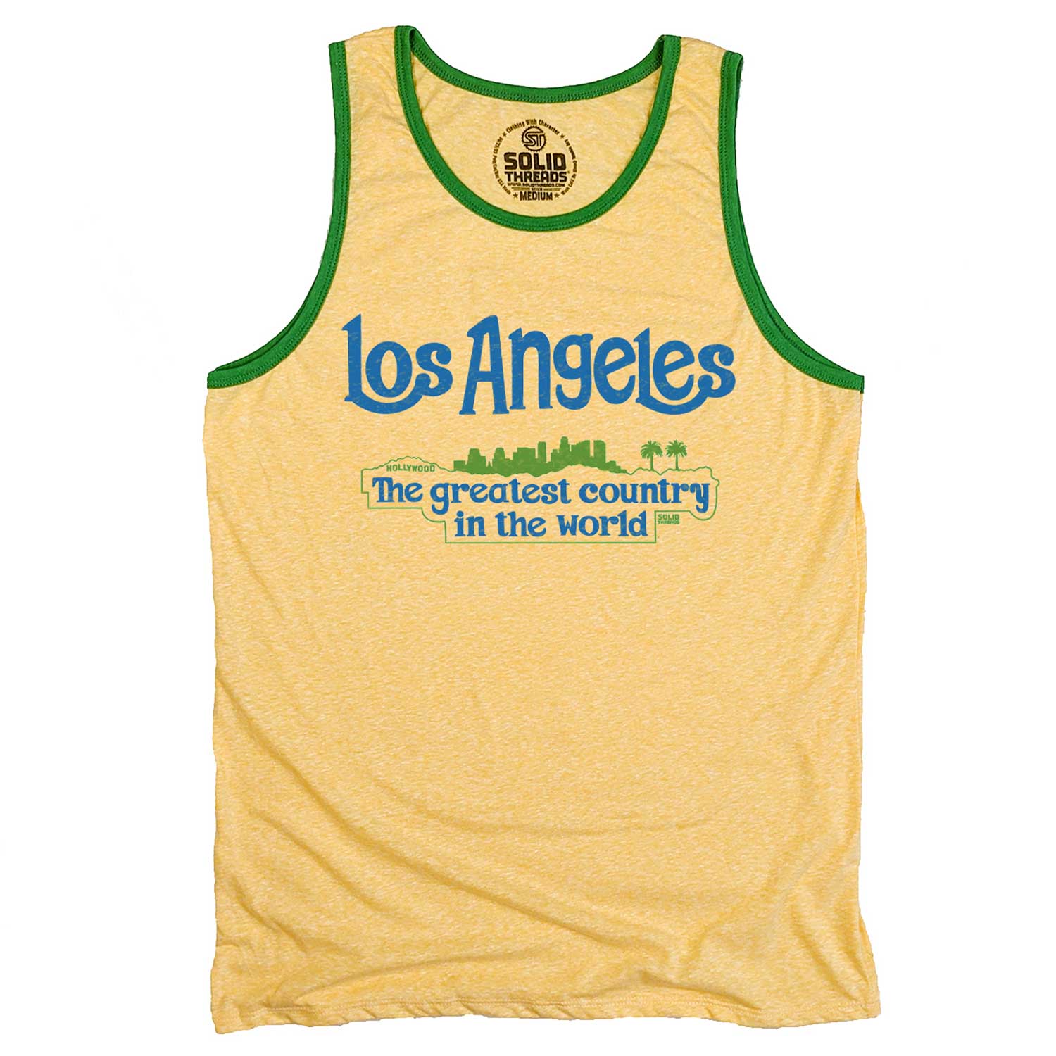 Los Angeles Greatest Country in The World Retro Women's California Graphic Tee | Solid Threads Triblend Gold / Large