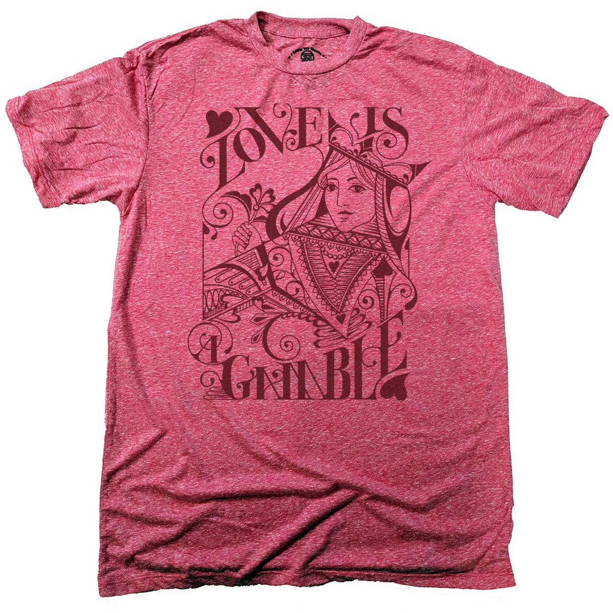 Men&#39;s Love Is A Gamble Cool Valentine&#39;s Day Graphic T-Shirt | Vintage Poker Tee | Solid Threads