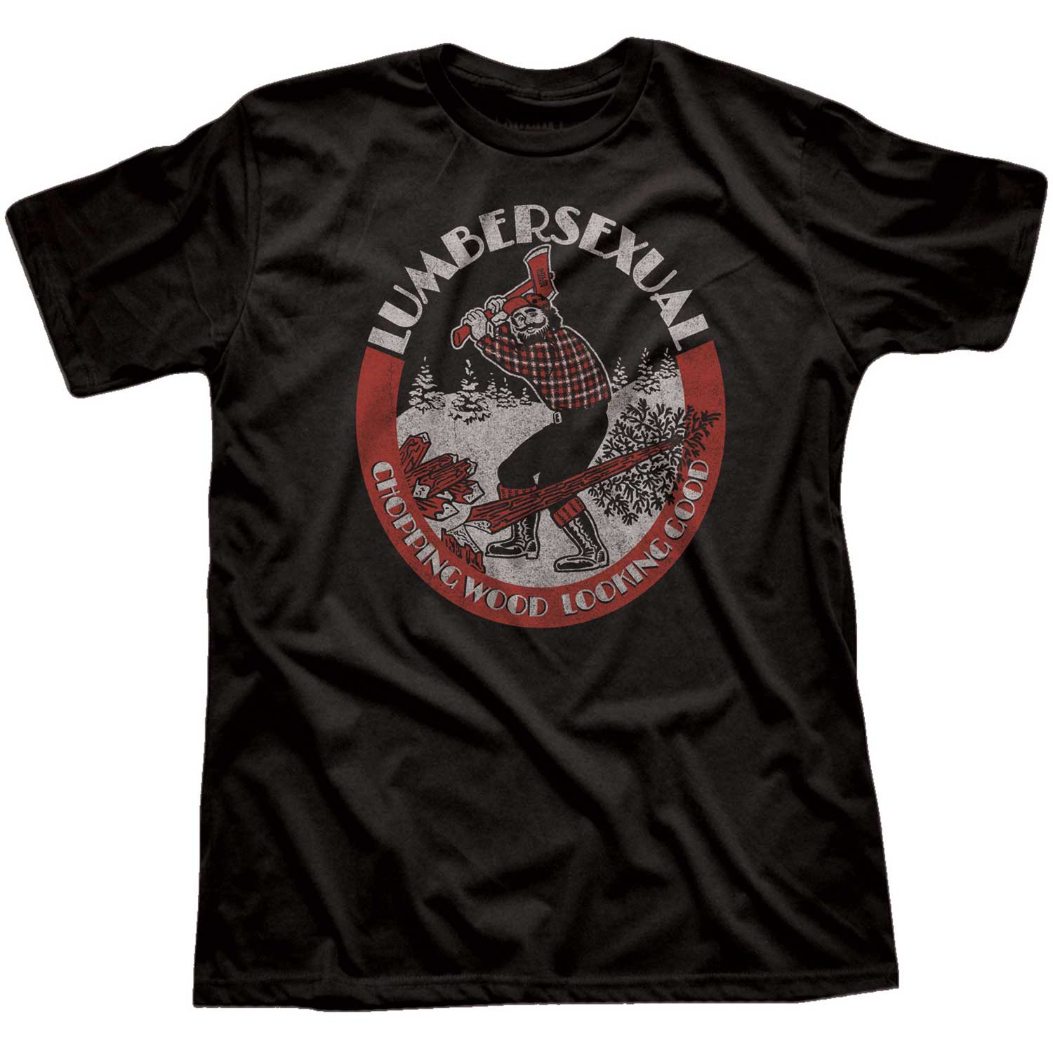 Men's Lumbersexual Blackwash Vintage Graphic T-Shirt | Funny Lumberjack Tee | Solid Threads