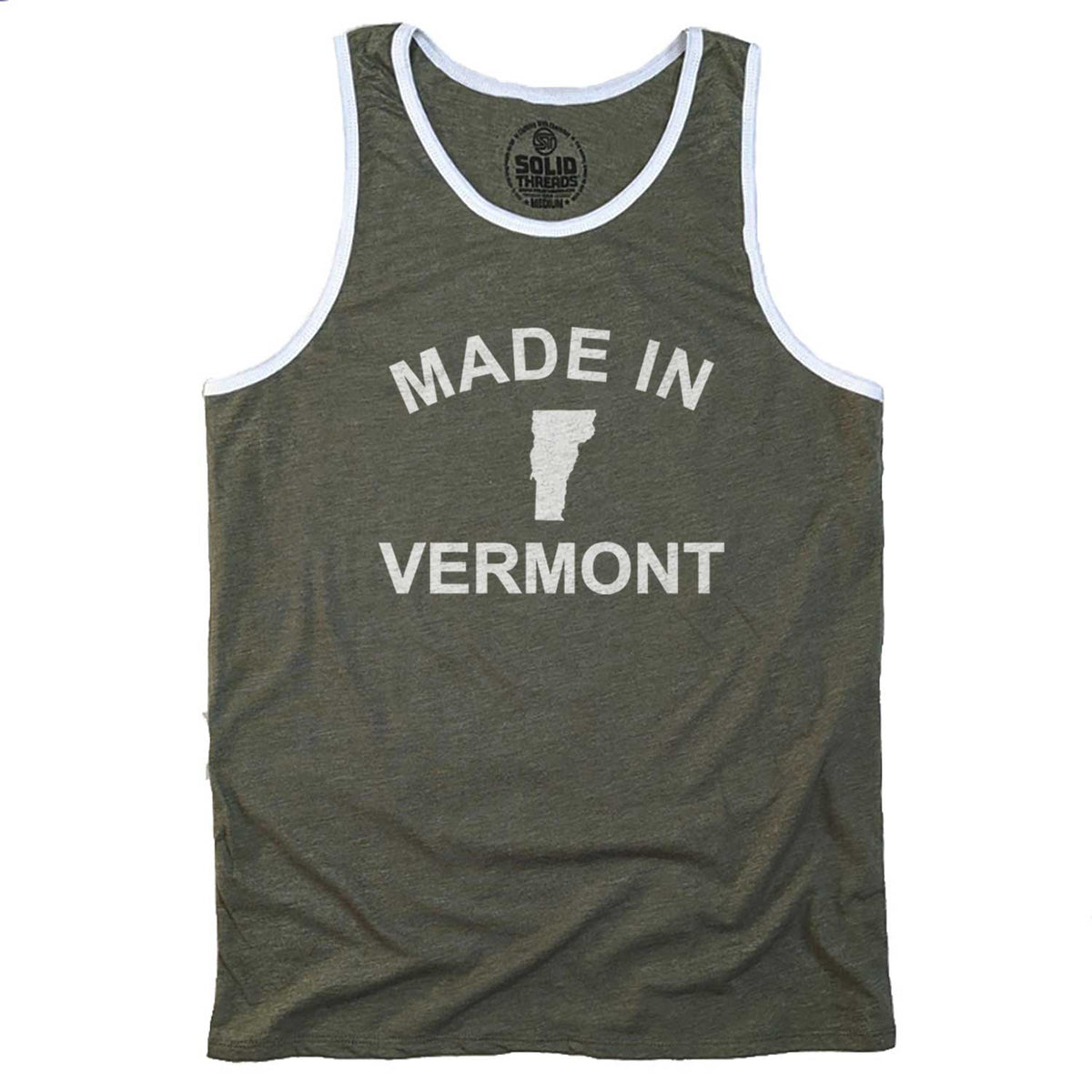 Men&#39;s Made in Vermont Vintage Graphic Tank Top | Green Mountain State T-Shirt | Solid Threads