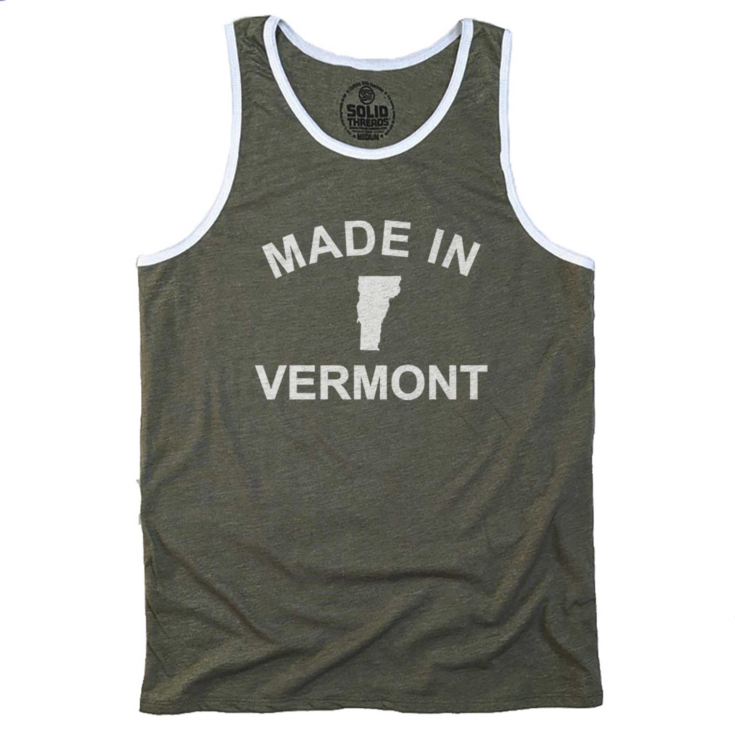 Men's Made in Vermont Vintage Graphic Tank Top | Green Mountain State T-Shirt | Solid Threads