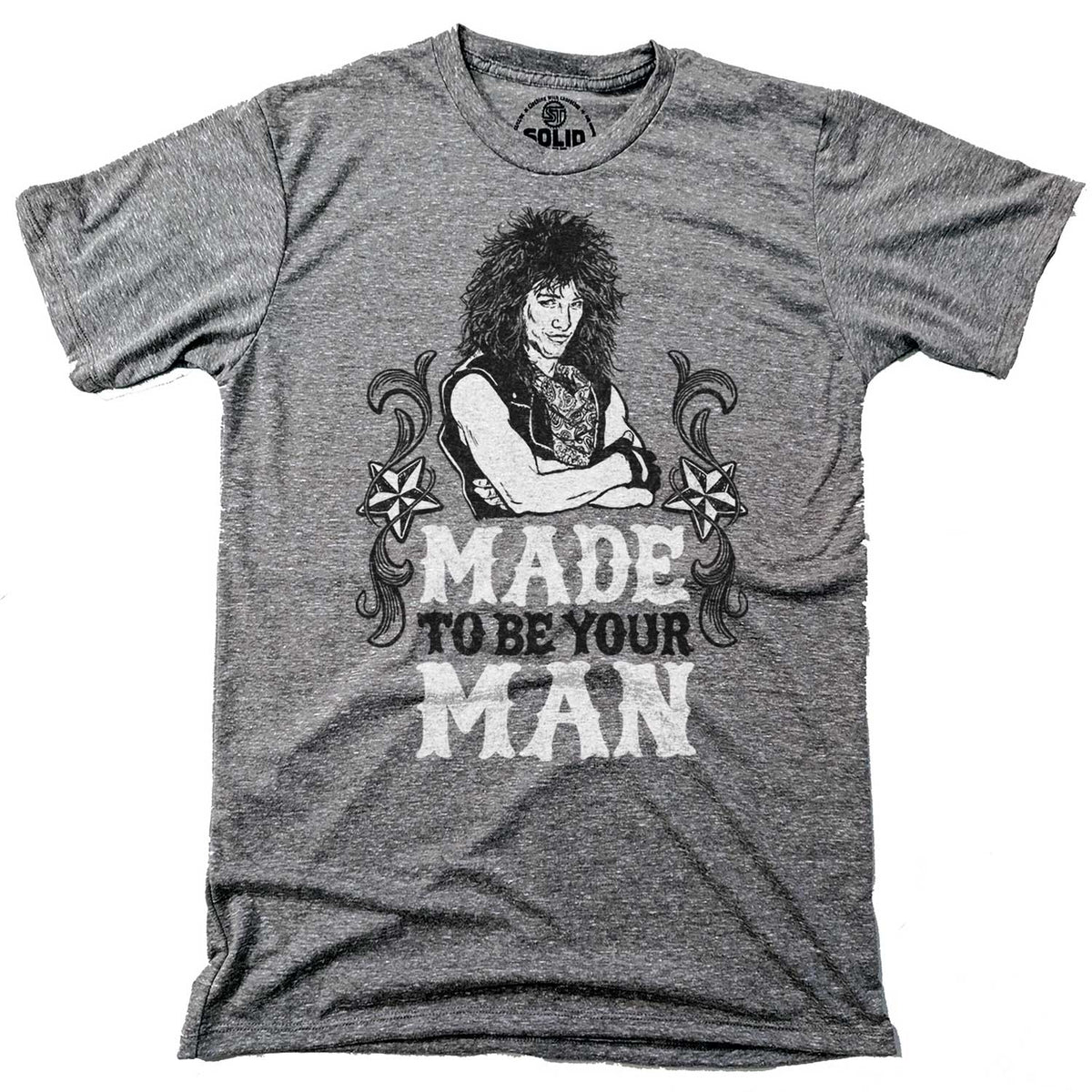 Men&#39;s Made To Be Your Man Vintage 80s Graphic Tee | Cool Bon Jovi T-shirt for Men | Solid Threads