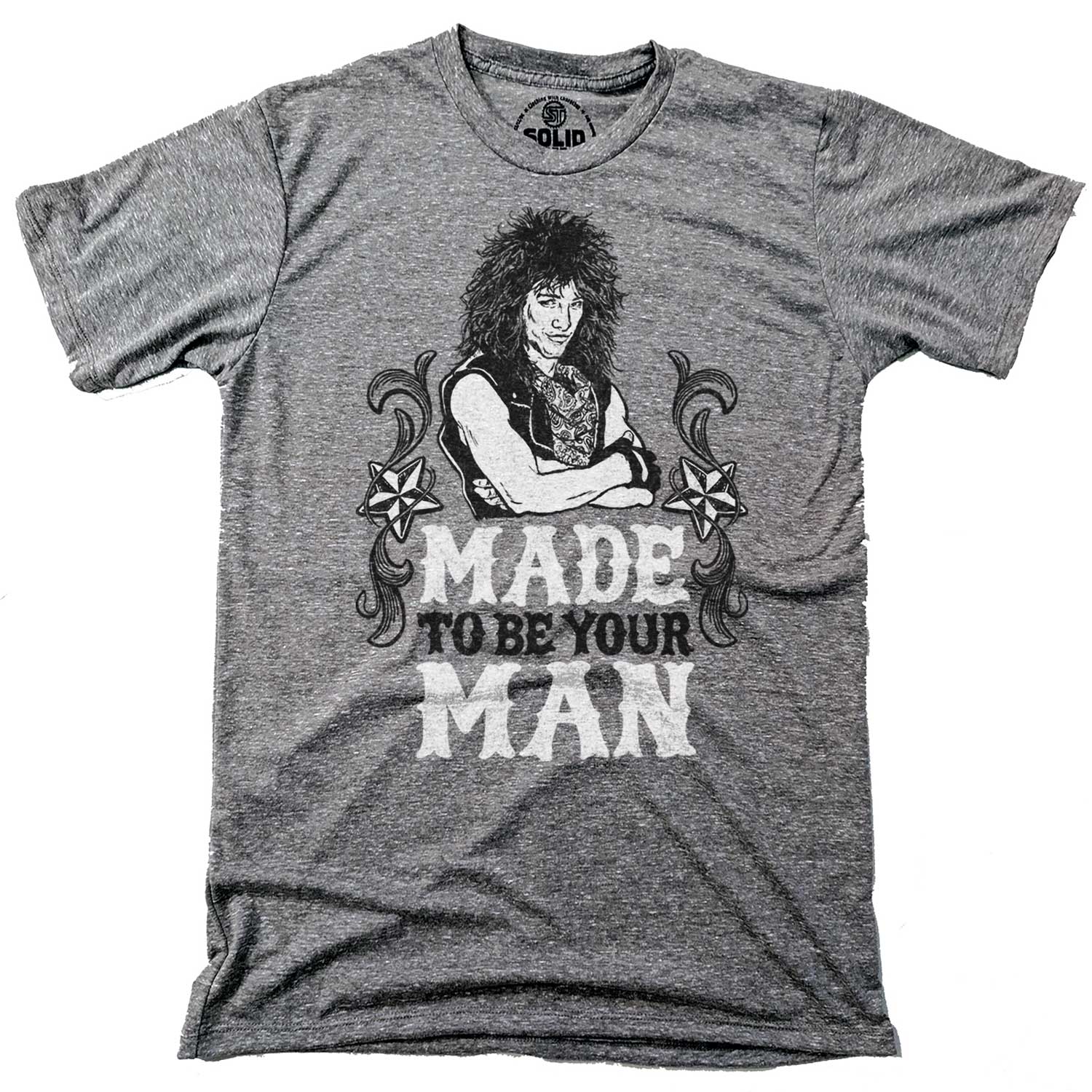 Men's Made To Be Your Man Vintage 80s Graphic Tee | Cool Bon Jovi T-shirt for Men | Solid Threads