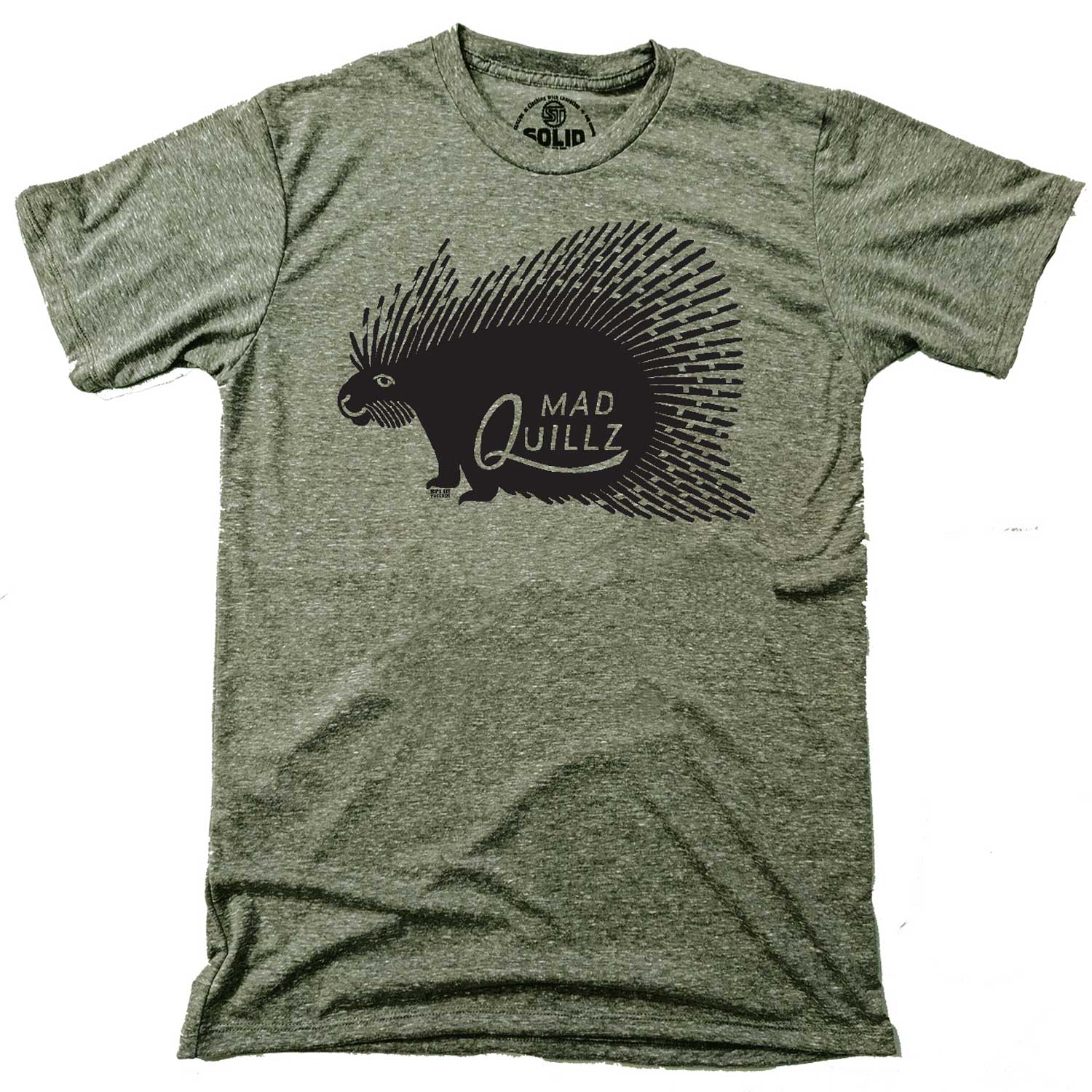 Men's Mad Quillz Vintage Animal Graphic T-Shirt | Funny Hedgehog Tee | Solid Threads