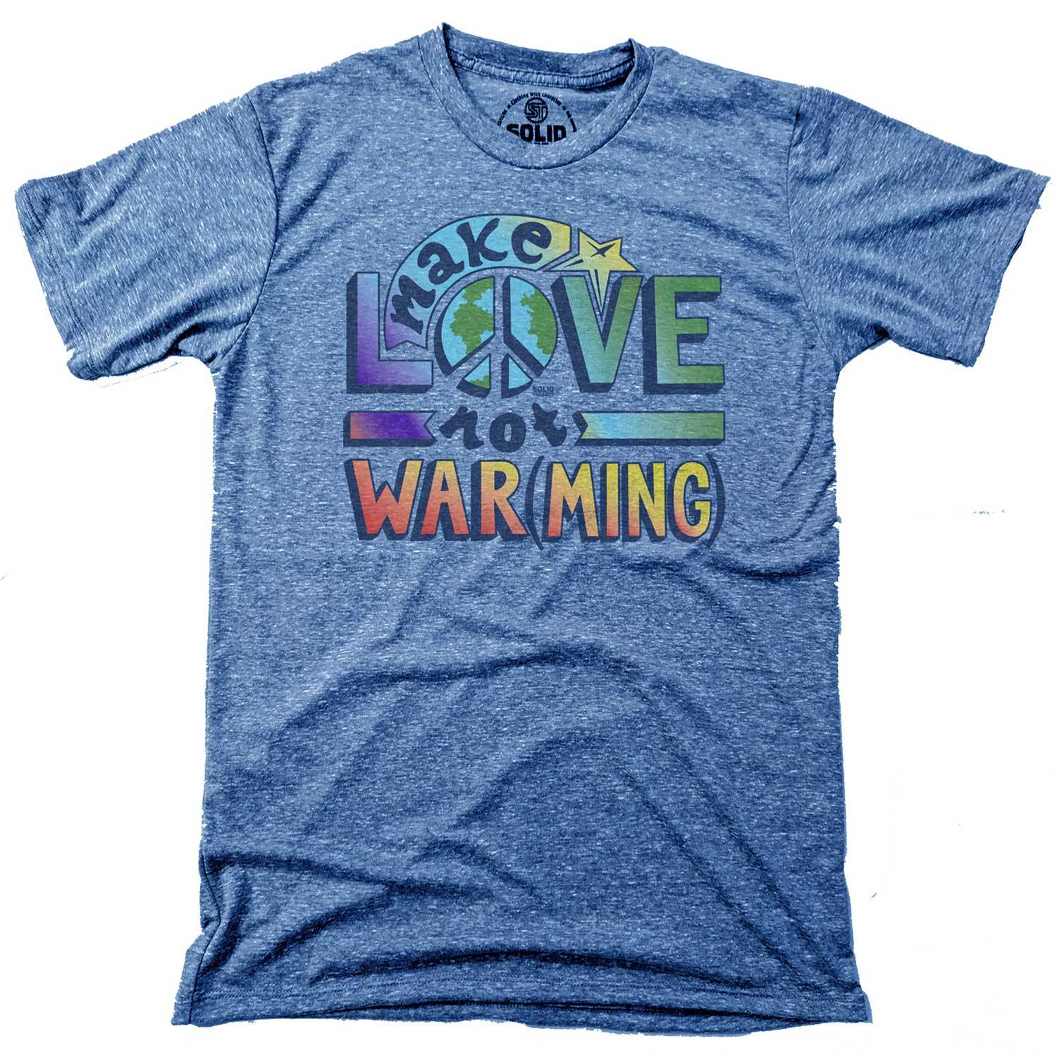 Men's Make Love Not Warming Vintage Inspired T-Shirt | Retro Environmentalism Graphic Tee | Solid Threads