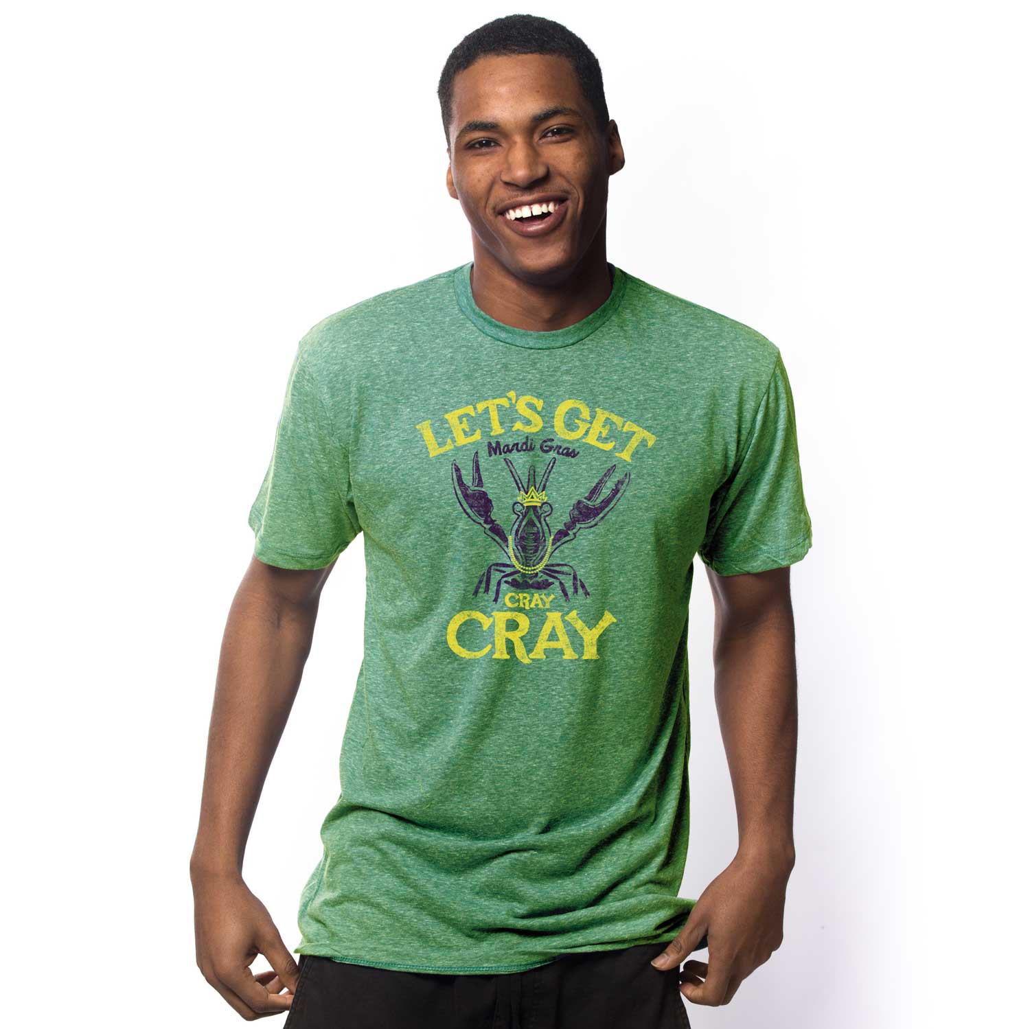 Men's Mardi Gras Cray Cray Vintage Graphic Tee | Funny New Orleans on Model | SOLID THREADS